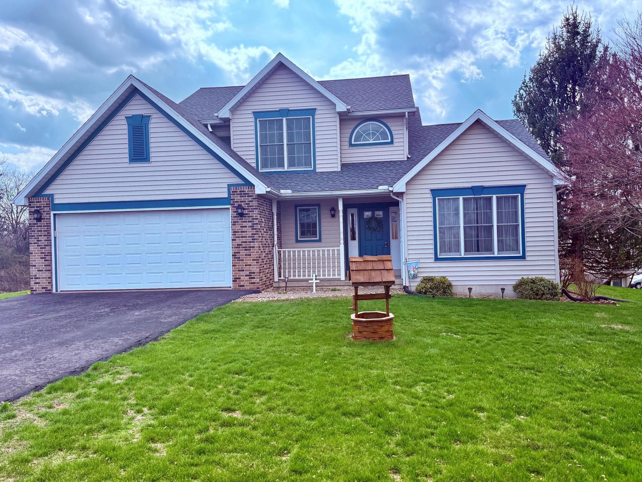 May Flowers bring on immediate Home Ownership, instead of Building! NEW PRICE at $120.58 a Square Foot. Try to build for that!! Pride of Ownership abounds in this Traditional 1993 built two story. Catch the evening sunsets from private rear deck. .49 ACRE lot is at end of quiet Cul-de-sac adjacent to empty parking lot. 2023 laminate flooring ushers appreciative Buyer to 'pride of one ownership"! Accessible house to call 'Home Sweet Home'. Enjoy a formal Dining experience or make it an Office or Den. Bump out in Primary Bedroom gives extra closet space next to adjacent full, primary bath. Entry foyer allows convenient access to laundry room or garage. Finished Family/Rec room in LL basement for overflow comfort. A lot of space to add additional rooms in basement too. 2023 Architectural Shingles enhanced roof. Electrical Heat Pump A/C new in 2018. Centrally located with Rt 22/322 bypass 1/2 mile access.