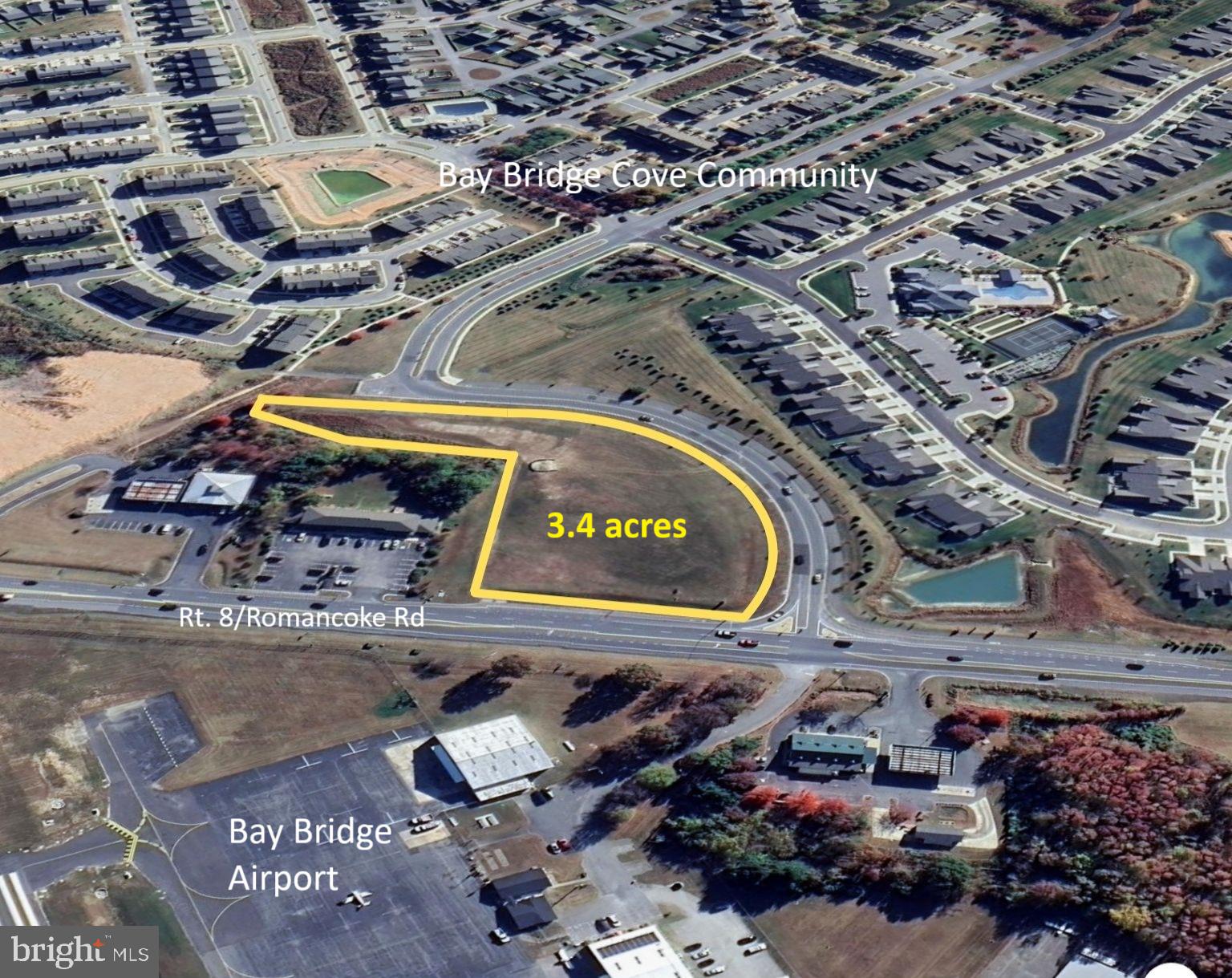 Great location for your commercial development project! This 3.4 acres property is located across from the Bay Bridge Airport and is less than a mile from Rt.​ 50/301 and the Chesapeake Bay Bridge.​ With 304 ft of frontage on Rt.​ 8/Romancoke Road and over 700 ft along Kent Manor Drive, the property offers exceptional visibility with high traffic counts.​ It’s zoned Urban Commercial with access to public water and sewer service.​
