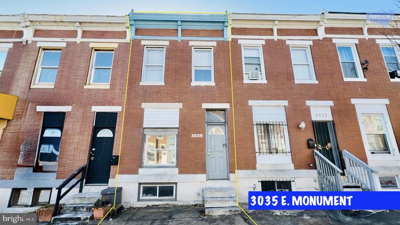 𝐖𝐄𝐋𝐂𝐎𝐌𝐄 𝐓𝐎 𝟑𝟎𝟑𝟓 𝐄. 𝐌𝐎𝐍𝐔𝐌𝐄𝐍𝐓 - a spacious brick rowhome located in Baltimore City’s Ward 7 . Built in 1915, this classic two-story home offers approximately 1,848 total square feet, including finished basement space , providing generous room to live and grow.

The property features 2 full bathrooms  and a finished basement that adds valuable additional living space ideal for a recreation area, guest suite, or home office. Brick construction, traditional rowhome design, and solid layout offer timeless appeal and durability.

Situated in an R-8 (General Residence District) zoning area  with public utilities and forced air heating , this home provides strong fundamentals for both owner-occupants and investors.

Conveniently located near neighborhood amenities, commuter routes, and city conveniences, 3035 E. Monument presents an excellent opportunity to own a well-sized Baltimore rowhome with character and potential.

Buyer to verify zoning, square footage, and all due diligence items. Property sold as-is.