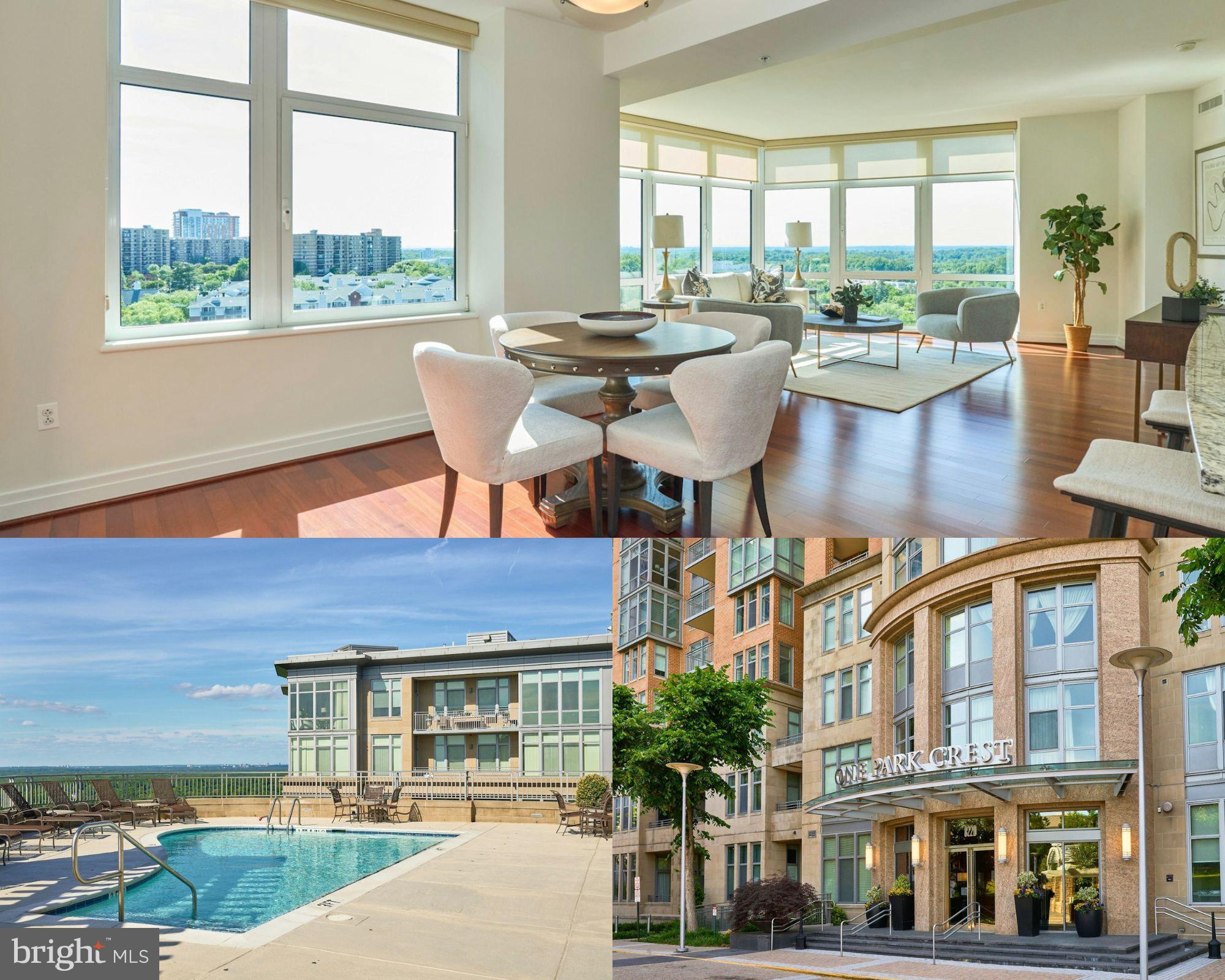 Remarkable! Park Crest Condominium is a 19 story tower soaring above Tysons Corner. This great opportunity is located in a hub of entertainment, shopping & international business in Tysons Corner, 15 minutes from Dulles International Airport, National Airport & downtown DC.  Boasts beautiful corner views and light and bright layout!  One Park Crest is the pinnacle of luxury offering a private gym for residents, party room, roof top pool.  The central location to Tysons and DC makes this a great place to call home!  Convenient Harris Teeter location next door!  Tucked away from main roads yet close to all the fun activities!    Truly a rare gem!
