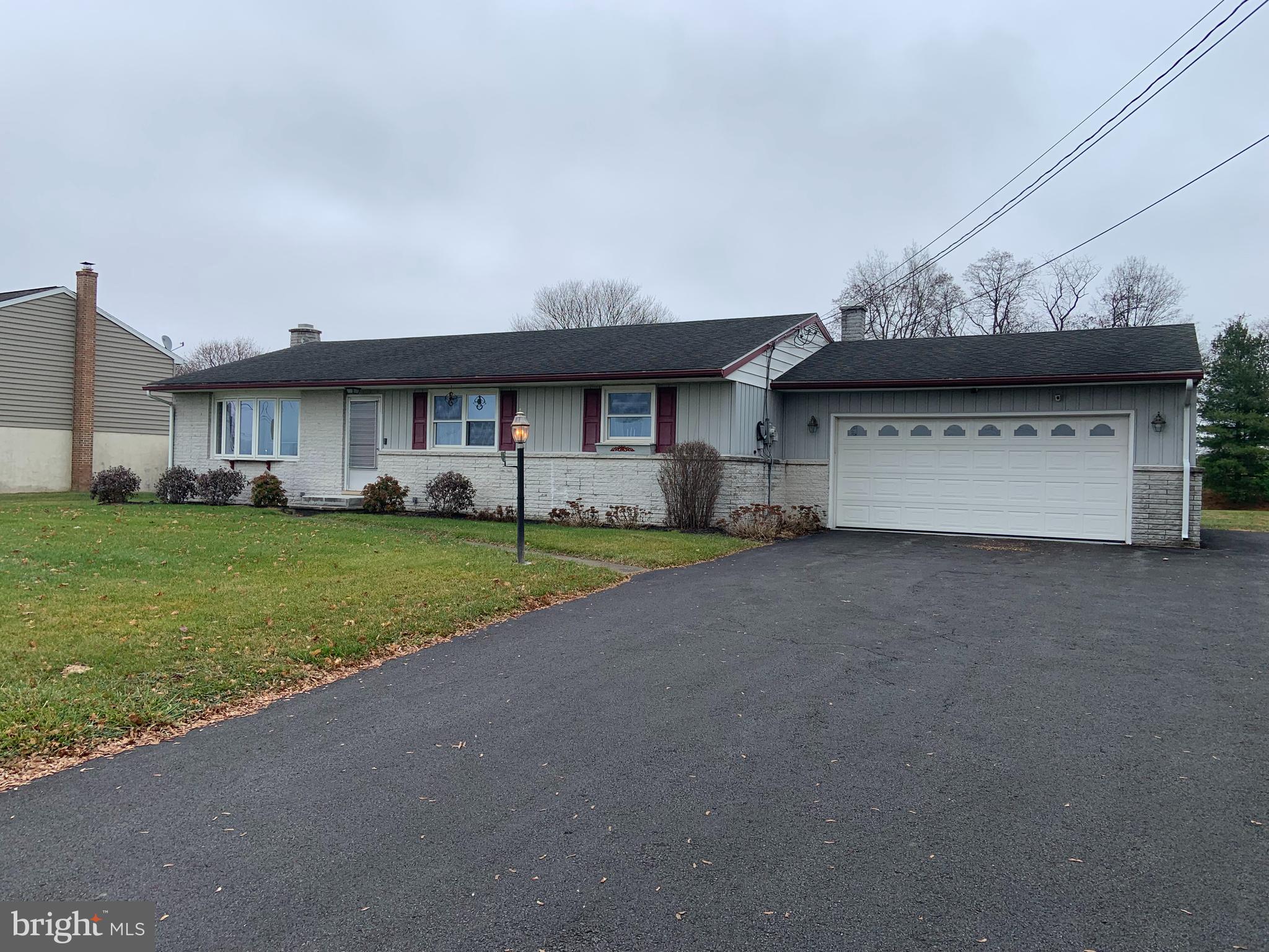 ****** OFFER IN HAND- OFFERS WILL BE PRESENTED 1/30/24 AT  4pm...........Nice 3 bedroom, 1 1/2 bath permastone/brick rancher. Large kitchen w/breakfast bar open to dining room. Living room and 3 nice sized bedrooms, each with lighted closets. Vermont slate front door floor. Recent wood laminate kitchen floor. Full walk up attic. Huge lower level family room w/full wall fireplace and wood stove insert, laundry/utility room, outside steps, basement shower stall. Oil HW furnace plus electric HP w/central air. Nice, flat country type lot. Minutes to schools, Rt. 272, 222, 322, PA turnpike. Good 1960's construction. Original owner.