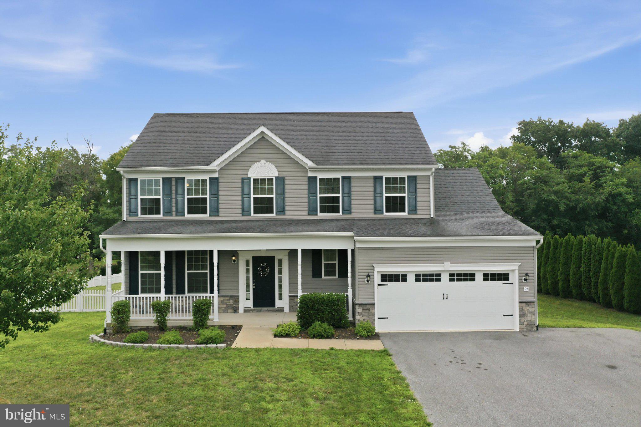 Location, Location, Location!

Welcome home to this stunning Colonial nestled on a quiet cul-de-sac in the highly desirable Amberfield community. Built in 2017 and offering 3,271  total finished square feet, this beautifully maintained home features 4 spacious bedrooms, 2.5 bathrooms, and a rough-in for a future full bath in the partially finished basement, giving you room to grow.

From the moment you arrive, you'll appreciate the exceptional curb appeal and inviting presence of this home. Inside, you'll find a thoughtfully designed floor plan that's perfect for both everyday living and entertaining. The spacious kitchen offers abundant cabinet storage, making meal prep and organization a breeze, while the cozy gas fireplace creates the perfect gathering space in the living room.

Step outside to your private backyard oasis featuring a fantastic deck overlooking a fully fenced yard—ideal for summer barbecues, kids at play, and pets to roam safely.

The partially finished basement provides additional living space, plenty of storage, and endless possibilities for a home gym, recreation room, media room, or guest suite. Plus, with the bathroom rough-in already in place, finishing the space is even easier. A spacious two-car garage adds even more convenience.

Families will love the friendly neighborhood atmosphere, where children can ride bikes, neighbors enjoy evening walks, and there's plenty of space to exercise or stroll with your dogs. Located in a highly regarded school district, this home offers the perfect blend of community, comfort, and convenience.

Commuters will appreciate the easy access to I-81, the MARC Train, and nearby Maryland, Virginia, and Pennsylvania, making daily travel simple while allowing you to enjoy the peaceful lifestyle that Falling Waters has to offer.

If you've been searching for a home that offers space, style, an unbeatable location, and a neighborhood you'll love coming home to, 97 Portsmouth Court is the one you've been waiting for. This home truly will not disappoint!
