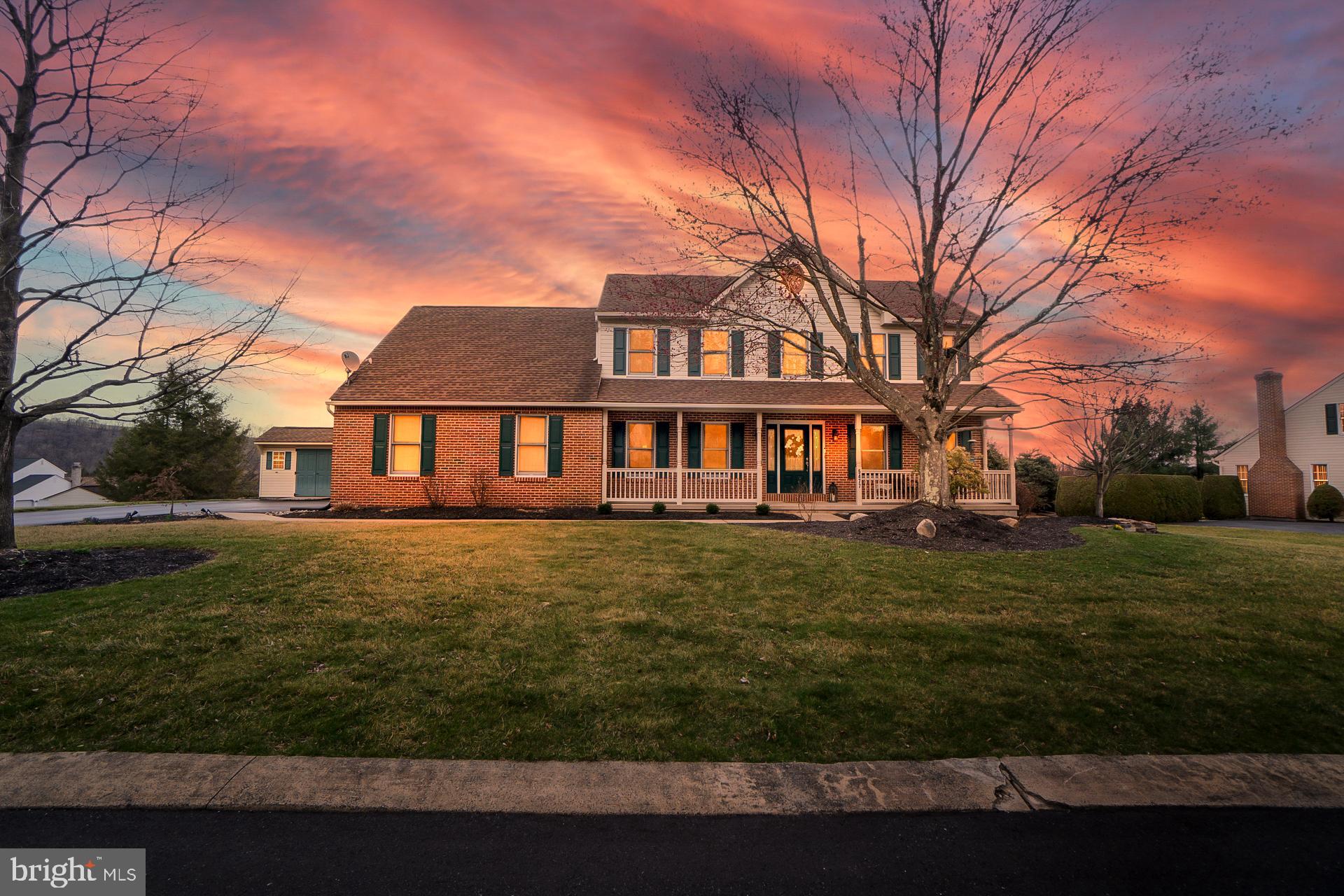 Welcome to this spacious and beautifully maintained 4-bedroom, 2.5-bath home located in the desirable Wynnewood Terrace community of North Whitehall Township. Ideally situated near major roadways, commuting is effortless while still enjoying the tranquility of a suburban setting. This home comes with a Home Warranty for added peace of mind. Step outside to enjoy a variety of outdoor features including a covered front porch, paved driveway, 2-car attached garage, shed, large deck, and a charming paver patio—perfect for entertaining or relaxing. Inside, the first floor impresses with gleaming hardwood floors throughout most rooms. The layout includes a formal living room, a cozy family room with cathedral ceilings, two skylights, and a pellet stove set in brick for added warmth and character. The kitchen is a cook’s dream, featuring a center island, granite countertops, tile backsplash, and ample cabinet and counter space, along with a sunny breakfast nook. You'll also find a formal dining room, a convenient office, a half bath, and a laundry/mudroom. Upstairs, the spacious master suite offers a walk-in closet and a private bath complete with a dual vanity, jetted tub, and stall shower. Three additional bedrooms, another full bathroom, and a bonus office/home gym space complete the second level. The full basement provides generous storage or the potential for future finishing. This home truly has it all—space, style, and a fantastic location!