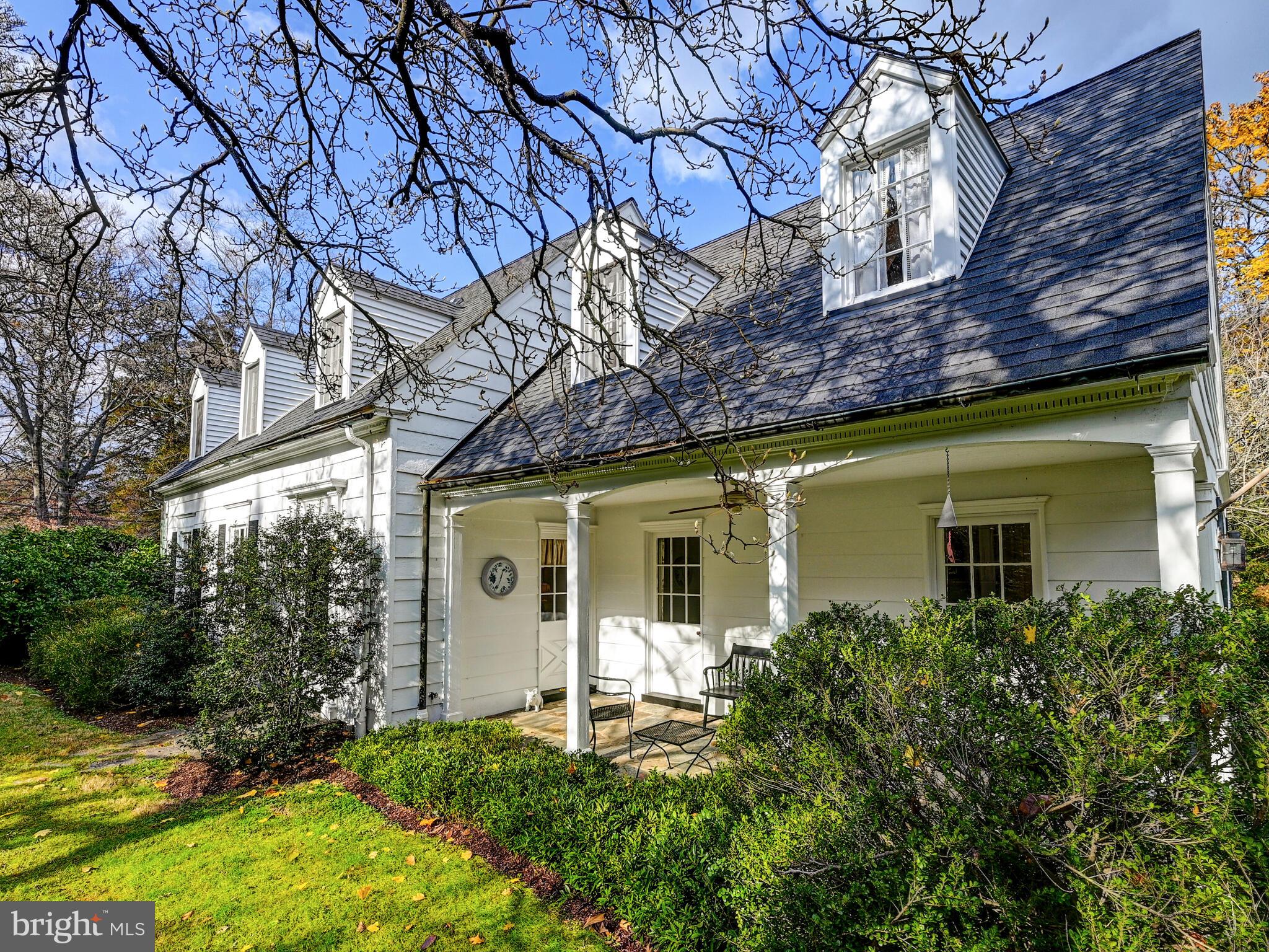 OPEN HOUSE CANCELLED.  UNDER CONTRACT.  A RARE OFFERING.  Built in 1934, this Ruxton cottage offers privacy, unsurpassed charm and thoughtful living spaces.  Mature landscaping provides a sense of time and place to the flat 1.43 acres complete with a salt water pool. A bluestone patio leading from the living room's French doors and flagstone porch with its multiple access points to the house offer options for outdoor relaxation and entertaining.  Custom crafted paneling, fireplace surrounds, built-ins and moldings speak to the quality of the home, as does the beautiful original oak flooring throughout the first and second floors.  A spacious living room, flooded with natural light, is complete with its oversized wood burning fireplace.  The traditional dining room with adjacent wet bar/pantry, also boasts a fireplace.  A generous well appointed kitchen, approximately 30 years old, is bright and fully functioning, with sufficient space  for a casual seating area.  The second floor provides an ensuite primary bedroom with a unique and appealing walk in closet.  Bedrooms two and three are delightfully spacious and sun filled, and share a bath. Closets abound.  A lower level family room with its bricked floor, built-ins and ornamental fireplace is an inviting option for hanging out space, an office or exercise room. Oodles of storage is available in the unfinished portion of the lower level.  Ultra private yet accessible.  Estate Sale.  Sold As Is.