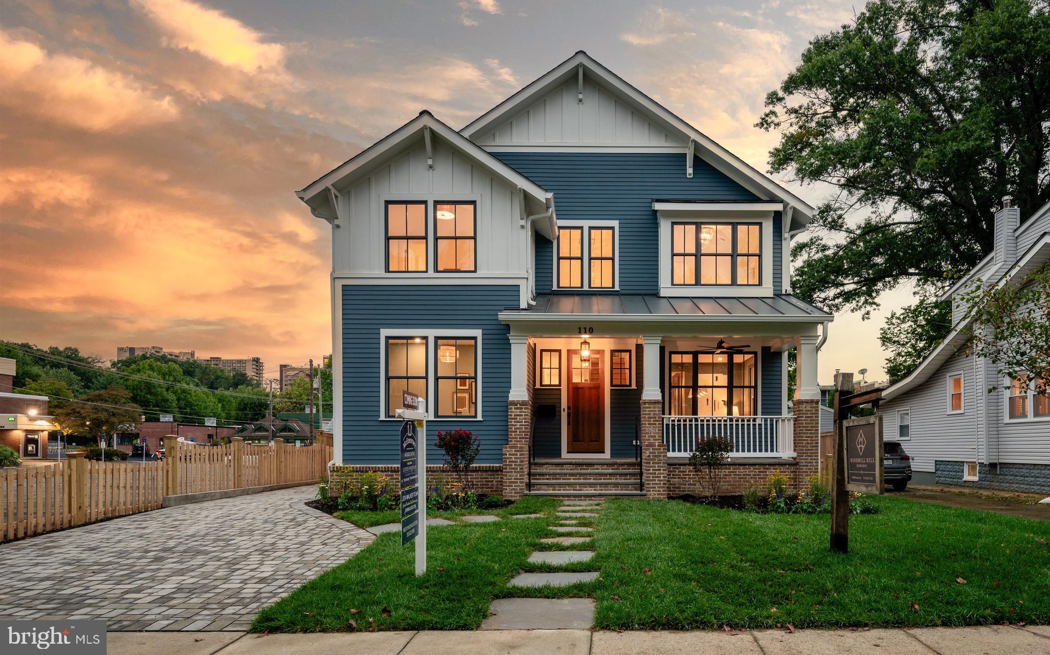 Gorgeous new construction in the heart of Del Ray! This 5 bedroom, 4.5 bath detached craftsman was just completed by distinguished, local builder - Windmill Hill Design Build - and features smart, on-trend finishes with cozy details. No detail has been overlooked - from the front porch with beautiful brick, custom woodwork and trim, thoughtful yet fun paint and wallpaper, fabulous lighting, wood-burning fireplace and spacious screened porch with a heater! From the tile to faucets, mirrors to lighting, counters to cabinetry - each space was carefully crafted to make you feel right at home. Enter into the foyer from the large front porch, where you will find an office to the left and a spacious dining room to the right. Hosting is a breeze with the dining area connecting to a dry bar and pantry that leads into the kitchen. The 48 inch range (with pot filler!) and custom hood will please the most discerning chef or the everyday cook, and the oversized island has plenty of space for guests to gather or for casual meals. The contrasting island and perimeter cabinetry feature moody green and blues, and the crisp, white hood and tile provide contrast and keep the space sleek and open. The kitchen overlooks a spacious family room complete with wood-burning fireplace and beautiful brick surround. The screened porch provides an extra living space or an outside home office - great for working from home on crisp fall days. A wallpapered half bath and amazing mudroom round out the first level. Head upstairs, where three gold lantern style lights will guide you to the four bedrooms and three baths on this level. The primary suite has great light and boasts a walk-in closet, bathroom with shower, private toilet, double vanity and soaking tub. A second bedroom has an en-suite bath, and the third and fourth bedrooms share a hall bath with tub/shower combo. A spacious laundry room is also located on this level. The basement is spacious with soaring ceilings and features a recreation room  with custom built-ins that is perfect for watching the big game or movie night. An exercise room has additional built-ins and can easily accommodate your treadmill, Peloton, weights and more. The fifth bedroom and fourth full bathroom are located on this level as well - great for guests or an additional home office space. A large utility area and storage space round out this level.  Outside, new fencing and landscaping provide for a usable yet pretty yard. Park your car in the driveway and walk to all that Del Ray has to offer. A stone's throw from award-winning Stracci Pizza and an easy walk up the Avenue to shops and restaurants and west to the Metro, you will love this location. Enjoy the Farmer's Market, Art on the Avenue, Cinema Del Ray, the Halloween Parade and so many more fun events. Just minutes to Reagan National Airport and I-395 plus the GW Parkway, this is a commuter's dream. Welcome Home!