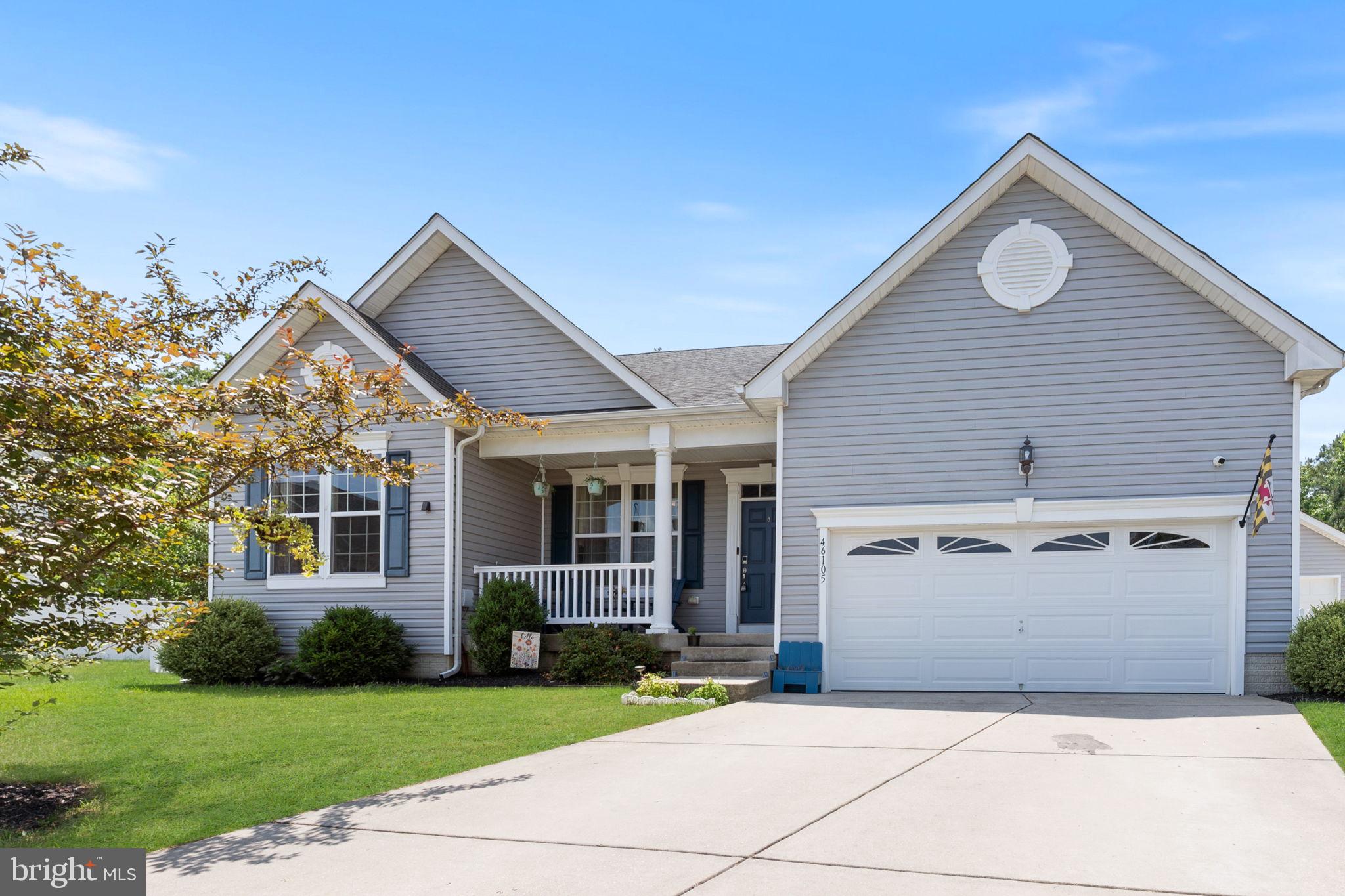 Welcome to 46105 Seabiscuit Court, a beautifully maintained and thoughtfully improved 5-bedroom, 3-full-bath home tucked away on a quiet cul-de-sac in Clements Landing. Offering over 3,200 finished square feet, this spacious raised ranch/rambler blends comfort, functionality, and pride of ownership throughout.

The main level features an open and bright layout with a gourmet kitchen, granite countertops, gas range, generous counter space, and an easy flow into the main living areas. Custom built-ins add character, storage, and a polished feel, while the flexible floor plan provides room for a formal dining area, home office, or additional living space.

The finished lower level is a standout, offering tall ceilings, a large recreation room, wet bar, wine refrigerator, full bath, additional bedrooms, and another beautiful custom built-in with electric fireplace. Whether you need space for guests, movie nights, a gym, playroom, or multi-generational living, this home gives you plenty of options.

Outside is where the current owners have truly made the property shine. They have taken great pride in creating an inviting backyard space with a beautiful composite deck, established flower gardens, raised vegetable beds, and thoughtful landscaping that makes the outdoor areas feel warm, usable, and well cared for. The home backs to woods for added privacy, making the deck and garden areas a peaceful place to relax, entertain, or enjoy the seasons.

In addition to the attached oversized garage, the property also includes a detached garage/workshop with electric, insulation, finished space, and a window A/C unit. It is ideal for storage, hobbies, woodworking, projects, a studio, or anyone needing extra functional space.

Conveniently located near Pax River Naval Air Station, shopping, restaurants, and everyday amenities, this home offers the space, updates, and setting buyers are looking for. From the finished interior spaces to the lovingly improved outdoor areas, this is a home that has been cared for with intention and pride.