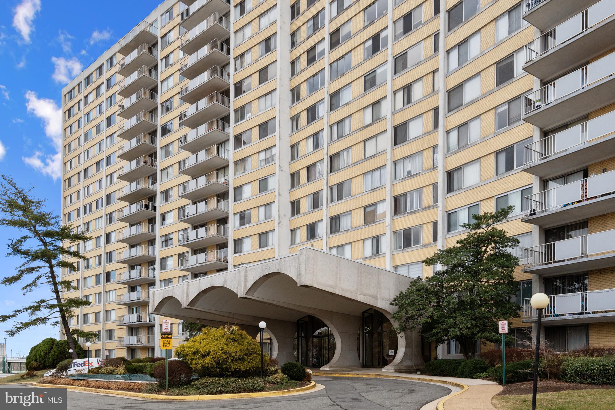 Chic and spacious 2-level condo with sundrenched hardwood floors.  The focal point upon entering is a south-west facing panoramic view, thanks to two sets of sliding glass doors leading out to a full length balcony.  The huge living room offers endless furniture configurations, ideal for entertaining and displaying art and personal memorabilia.  There is ample space for an office nook.  Sunny dining room opens to the remodeled kitchen with cheerful white cabinets, ceramic tile floor & backsplash and stainless steel appliances including gas cooking.  Direct guests to the half bath and closet for hanging coats.  Modern vertical stair rails lead up to your private sanctuary - a large owner's BR with large windows and an updated full BA.  You may opt to exit directly to the 9th floor hall from here.  Garage Parking Space (68B) conveys and Storage (Rm 4, Bin C2).  Laundry rooms are located on each floor. The low condo fee includes all utilities (gas, water & electric), 24/7 security and front desk, fitness center with sauna, basketball courts, tennis courts, sports deck, pool and a party room equipped with a full kitchen.  Host BBQs at the picnic area with grills.  Short walk to Plaza at Landmark with Marshalls, Total Wine, Giant, and many shops & dining options. Metro bus stops just outside.  Minutes to I-395/I-495 for easy commute to the Pentagon, Amazon HQ, Old Town, downtown D.C., Fort Belvoir & Reagan National Airport.  Entertainment available at Shirlington Village, Kingstowne and National Harbor.  Landmark Redevelopment underway.  Parks, running & bike trails nearby.  Pets are welcome!  Great value for the space!  Join us at The Fountains!