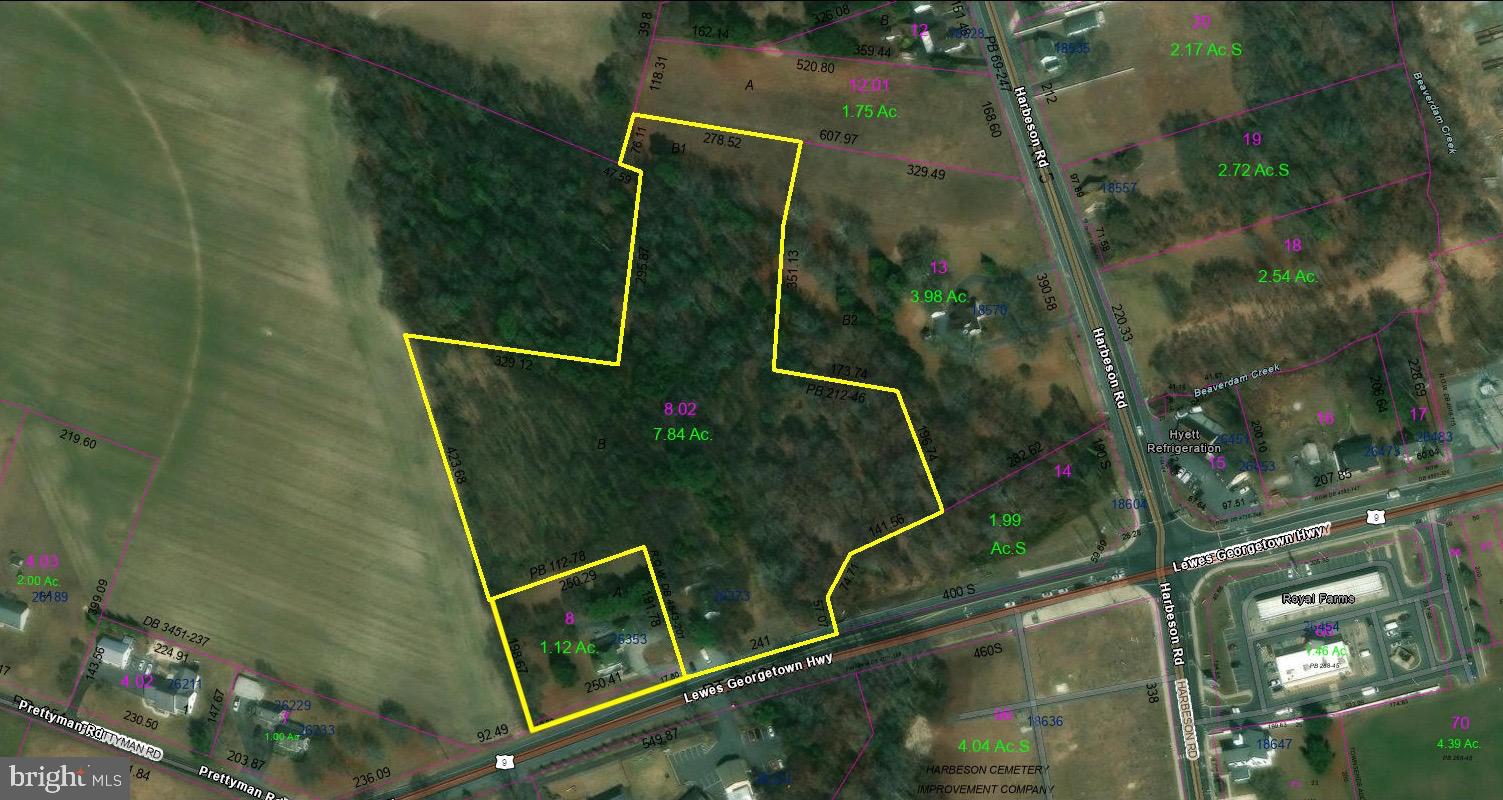 This exceptional commercial property spans 8.96 acres with frontage on both Route 9 & Route 5 in Harbeson, DE, presenting a unique investment opportunity in a prime location. Consisting of two parcels (235-30.00-8.00 & 235-30.00-8.02) this tract offers significant potential for development, making it ideal for investors seeking to capitalize on future growth. This is a rare chance to secure a versatile asset in a thriving market. Explore the possibilities this property offers for your investment portfolio.