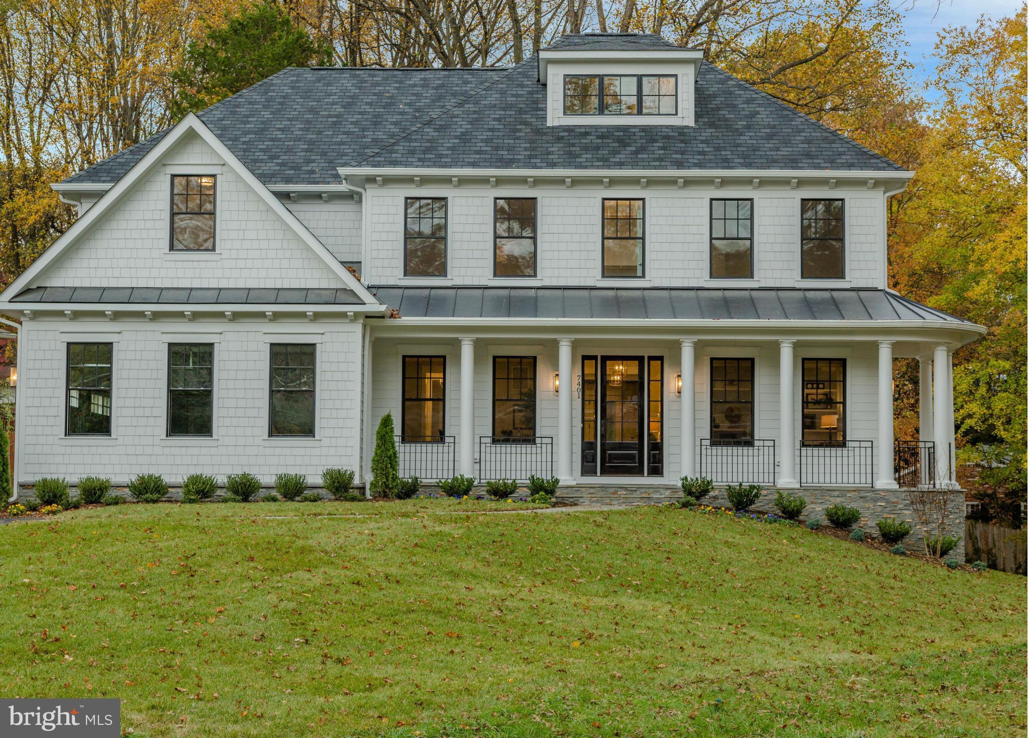 NOW COMPLETED! Quiet side of Churchill! Stunning new hardi-plank & stone southern farmhouse by Brush Arbor. Built w/quality & sophistication. 6,100SF, 4 lvls w/5BR up & 3-car gar. Open floor plan w/designer finishes Brush Arbor is known for 10ft ceilings, rustic hardwoods, quartz countertops, designer lights, custom tile & cabinetry, extensive trim & built-ins, screen porch, lux master w/porch.