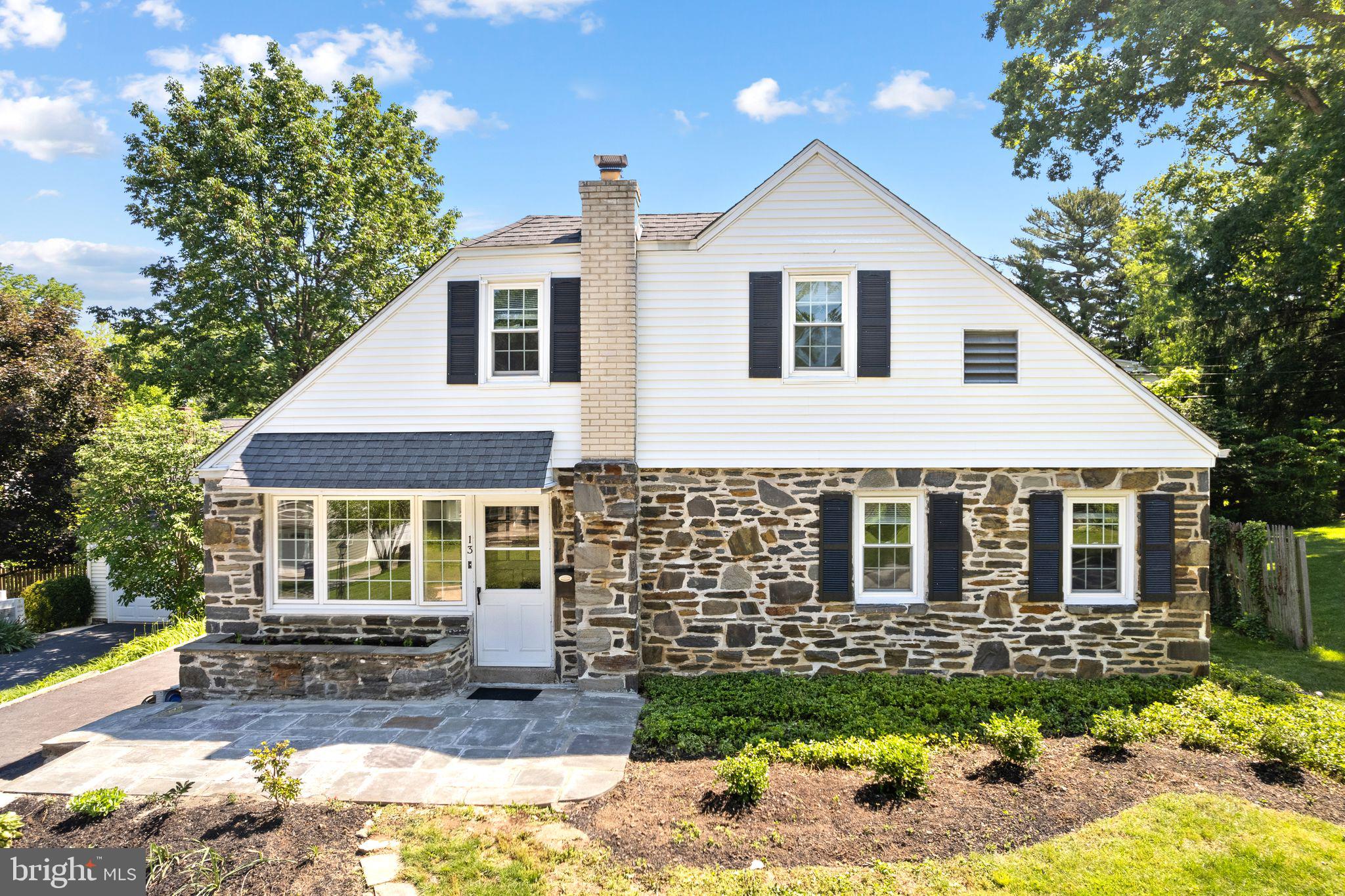 Welcome to 13 Rodney Road!  This lovely 3 bedroom, 3 bath Cape Cod-style home is situated in the heart of Radnor Township and within waking distance to downtown Bryn Mawr and Villanova University's campus.  As you enter though the front door, you will find a spacious living room with picture window, formal dining room, and eat-in kitchen.  Off of the kitchen, you will find a sliding door to the rear deck and yard.  Additionally, there are two nice-sized bedrooms on this level including a primary suite with full bath and walk-in closet.  A bonus full bath with shower rounds out this level.  The Upper Level Boasts an additional generously-sized primary suite with walk-in closet and bath with tub.  There is also ample attic storage on this level.  The walk-out Lower Level features a laundry area, additional storage and shelving.  A convenient outside exit leads you to the rear yard and detached one-car garage.  Situated in award-winning Radnor School District.  Walk to the train and all your favorite shops, restaurants, parks and the movie theater in downtown Bryn Mawr.  Experience Main Line living at its best!