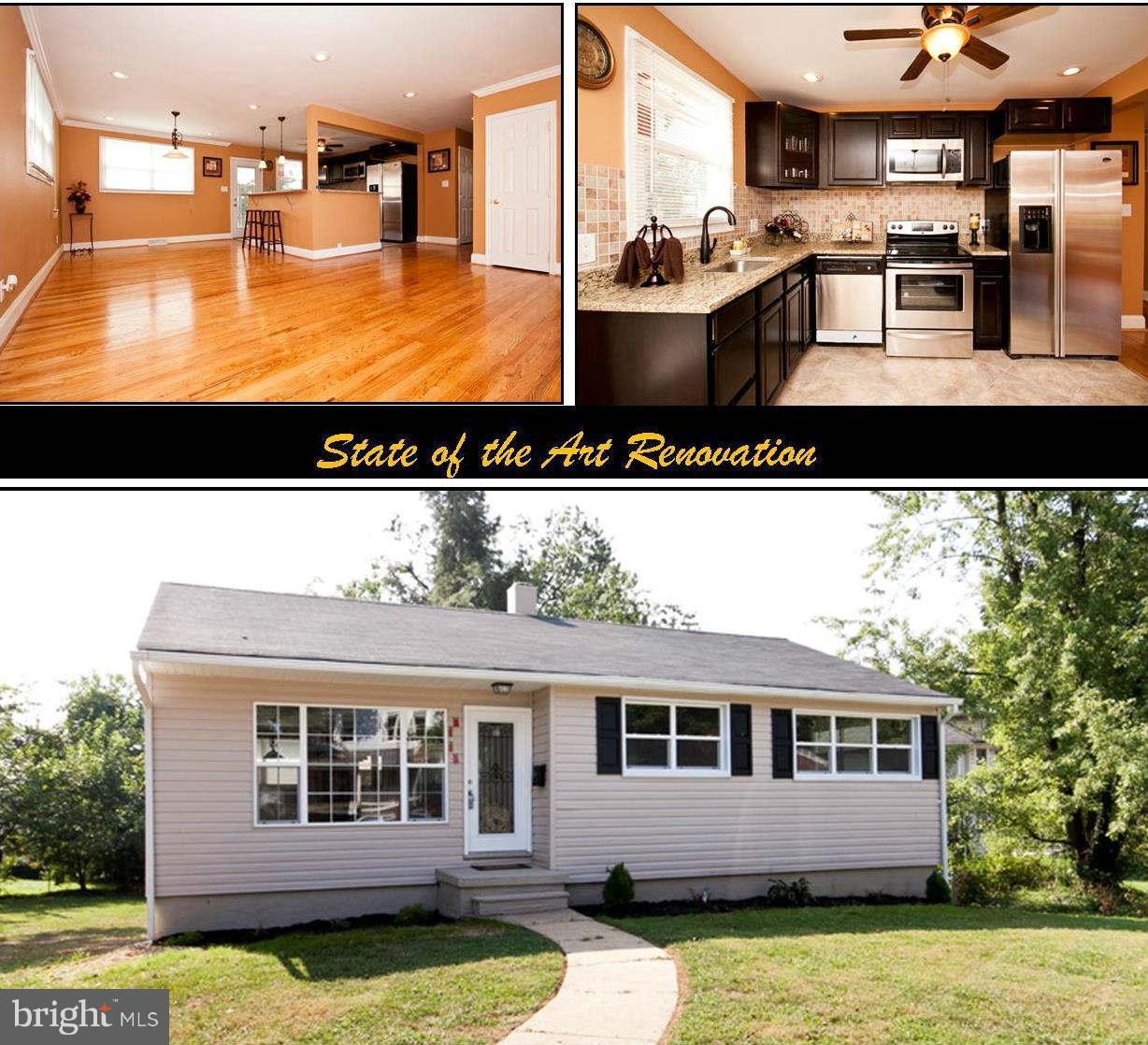 Beautiful Modern open floor plan Renovation will impress the buyer. Gorgeous kitchen w/ handsome cabinets, granite counters, stainless steel appliances & ceramic floor. Gleaming HWD floors in the LR, DR. & Hall.  2 new high quality ceramic bathrooms.All bedrooms are carpeted & have ceiling fans. Extra-large carpeted finished lower level w/ exit door.