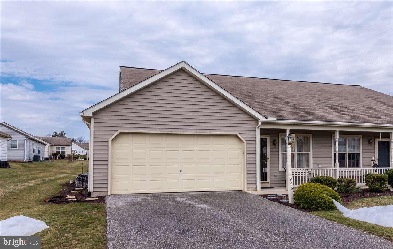 Enjoy maintenance free, one level living in this 2 bedroom condo! Features include living room/dining room combo plus an eat-in Kitchen, Master BR w/ walk-in closet & attached full bath, combined 2nd full bath & laundry, & additional living space in 1st floor sunroom. 2 car garage. Lawncare & Snow Removal included in HOA fees. Tennis courts, walking trails, & play area all within walking distance. Convenient location near to everything you need!