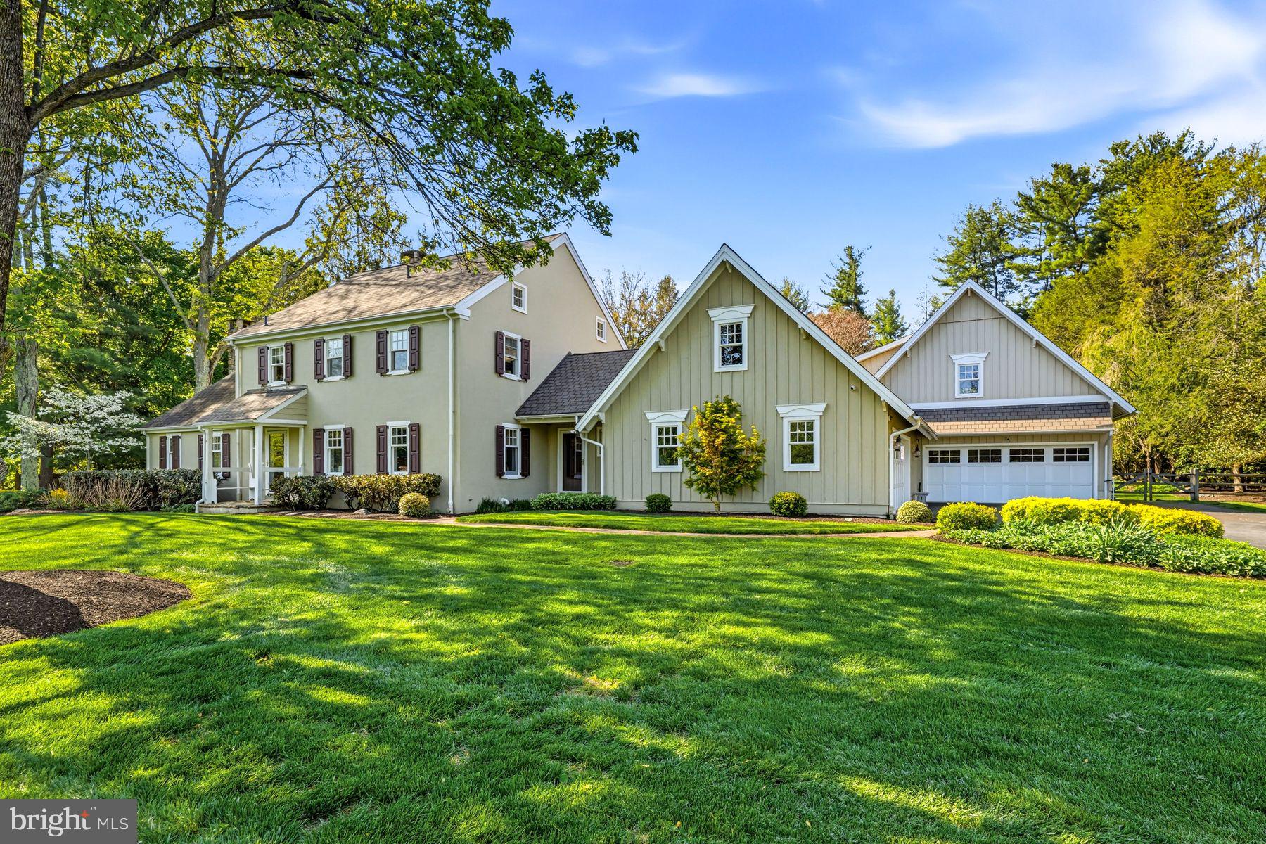 Welcome to this exceptionally well designed, sun-filled residence, set on a breathtaking, flat 2 acre lot in the heart of Tredyffrin. This is the beautifully renovated and timelessly updated home that you've been waiting for featuring gracious  living and dining rooms with site finished oak floors and large windows, a fabulous gourmet kitchen and open breakfast room area with dramatic stone fireplace, reclaimed beams, custom cabinetry, 6-burner Wolf range, SubZero refrigerator/ freezer, large eat-in island and views of the expansive rear grounds, adjacent bright family room with easy exterior access  to the private patio, lawns and gardens, large mudroom with plentiful custom storage leading out to 2 oversized 2-car garages with private office space above and a spacious first floor primary suite with endless views of the glorious grounds, luxurious marble bath with his and hers vanities, a classic soaking tub , frameless glass shower, an incredible walk-in dressing room with custom built-ins and a convenient laundry room.  The second floor offers 3 additional large bedrooms with site finished oak floors and large windows, one with an en-suite bathroom and the other two sharing an updated full bathroom. The lower level offers large, finished bonus room spaces and lots of dry storage. Move right in and enjoy close proximity to renowned TE and private schools, endless clubs and recreational facilities, all forms of transportation including an Amtrak station, world class shopping, restaurants and entertainment and Philadelphia International Airport. This won't last long!!