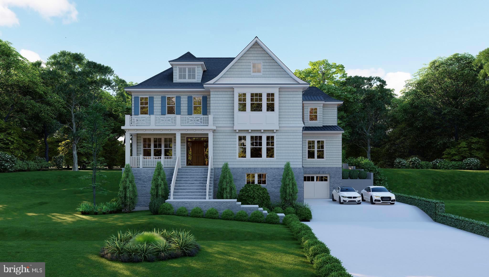Open house held at model home, 5920 Woodley Road in McLean. Ready Spring 2025. Traditional luxury in Country Club Hills!  Introducing a groundbreaking new construction project coming soon from highly acclaimed Whitestone Custom Homes.  Experience the pinnacle of fine living in this spectacular 7340+ square foot Traditional and Timeless classic being built by Northern Virginia’s most prolific and celebrated traditional luxury home builder.  Situated on a premium, wide, .37-acre lot in the prestigious Country Club Hills neighborhood of North Arlington, VA.  With 7 bedrooms and 8 baths spread across four finished levels, this traditional masterpiece will be prominently sited on a wide, elevated lot with unparalleled street presence and elegant Whitestone beauty.  Step inside to be immediately impressed by the inviting large foyer and tasteful lighting. The main level features 10 foot ceilings, a formal dining room, a library with built-ins, a stunning gourmet kitchen with chef-grade appliances, custom cabinetry, quartz countertops, and a large center island. A sunny breakfast room and a spacious family room with a coffered ceiling and inviting gas fireplace will provide ample space for relaxation and entertainment. A convenient second study or flex room also serves as a main level bedroom suite. The upper level boasts 9 ft ceilings and features a spectacular primary suite retreat with an abundance of natural light, generous walk-in closets, and a sumptuous primary bath with a heated floor. Three additional spacious en-suite bedrooms are present as well as a fourth-floor private loft suite offering another separate lounge, bedroom space, and a full bath to complete this level. The lower level provides a recreation room, gym, bedroom and bath, game room, wet bar, theatre or golf simulator room, and a possible wine storage room. 
The exterior facade includes Hardi-Plank 4 clapboard siding, Charleston brick water table, CertainTeed Landmark 30-year architectural shingles, a generous oversized front porch accented by a Bevolo Gas Lantern, and aluminum 1/2 round gutters & downspouts. There is a stone-paver driveway as well as an Outdoor Lighting Package, and the Premium landscaping is included and easily maintained by Underground Irrigation. Energy Saving Features include 2x6 framing for better structural rigidity and higher levels of insulation, Marvin premium windows and a Multi-zone High efficiency HVAC system.  Sound insulation and noise reduction methods are included throughout. This home also offers an optional elevator or multiple walk-in storage closets. Parking includes 4 garage spaces (2 are tandem) with ultra-quiet door openers and an available electric-auto charging outlet.  Country Club Hills is not only beautiful, it’s incredibly convenient to Washington DC, Tysons Corner, Metro, and two major airports, parks, pool clubs, bike trails, and an abundance of outdoor attractions. Don't miss the opportunity to own this next masterpiece from Whitestone Custom Homes, a highly respected local custom builder with a long-standing tradition of offering the very highest quality construction, beautiful and creative designs, and excellent customer service.  Contact us to meet with the builder, walk through one of the nearby houses and personalize your beautiful new dream home.