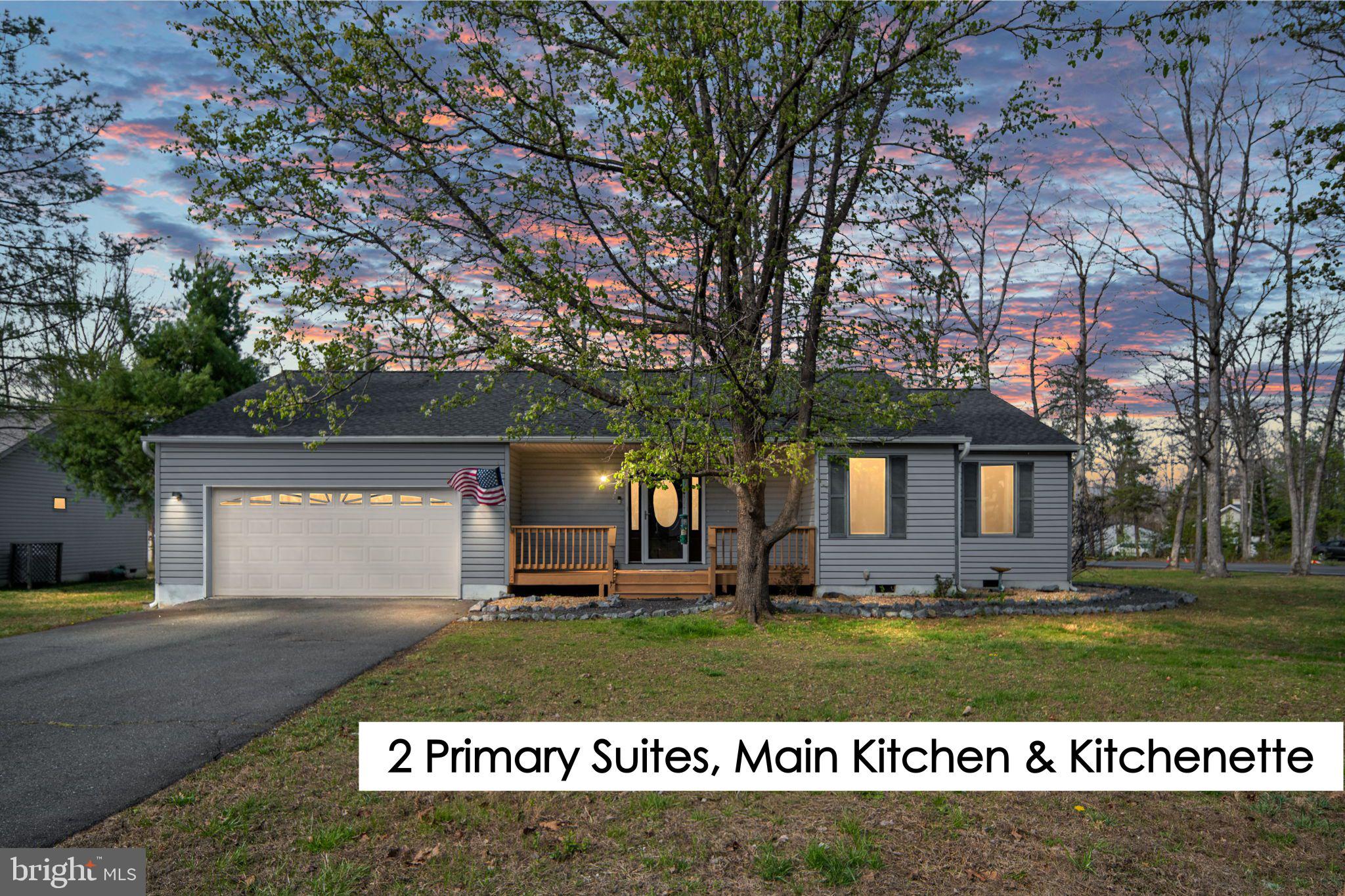 Motivated Sellers! Looking for a home that has all the big ticket items checked off already? This is it!  This three bedroom, three full bath home with 2 car garage had the roof replaced in 2020 and HVAC in 2022. The large, updated kitchen (2026) has stunning quartz countertops, modern backsplash, an abundance of cabinets, and stainless appliances- perfect for the chef of the family.  Split bedroom floor plan with a primary suites on both sides of the home, perfect for multi-generational living, or use one as a family room. Both primary bathrooms have had updates with beautifully tiled showers! Conveniently located next to one of the primary suites is a dedicated workspace and a kitchenette with plenty of eating space. This area also includes a separate entrance to the home. The great room has a cozy, warm vibe with a new fireplace mantle for the gas fireplace that is surrounded by a stone hearth and wall and the dining room is generously sized and provides access to the back deck for grilling and outdoor dining. Exterior features include a front porch, back deck, two separate entrances to the home, and a shed. Completing this home is a two car garage with built in shelving, cabinets, and work table- perfect for a workshop or the car enthusiast. This home checks off all the must haves!  Lake of the Woods is a beautiful, treed community with both weekend and full time residents, a 550 acre main lake with 13 miles of shoreline and depths reaching up to 45 feet, a second 35 acre fishing lake, marinas, golf course, equine center, tennis/pickleball courts, fitness center, restaurant, club house, and so much more. Enjoy peace of mind with big ticket items having been completed so you can focus on enjoying lake life!