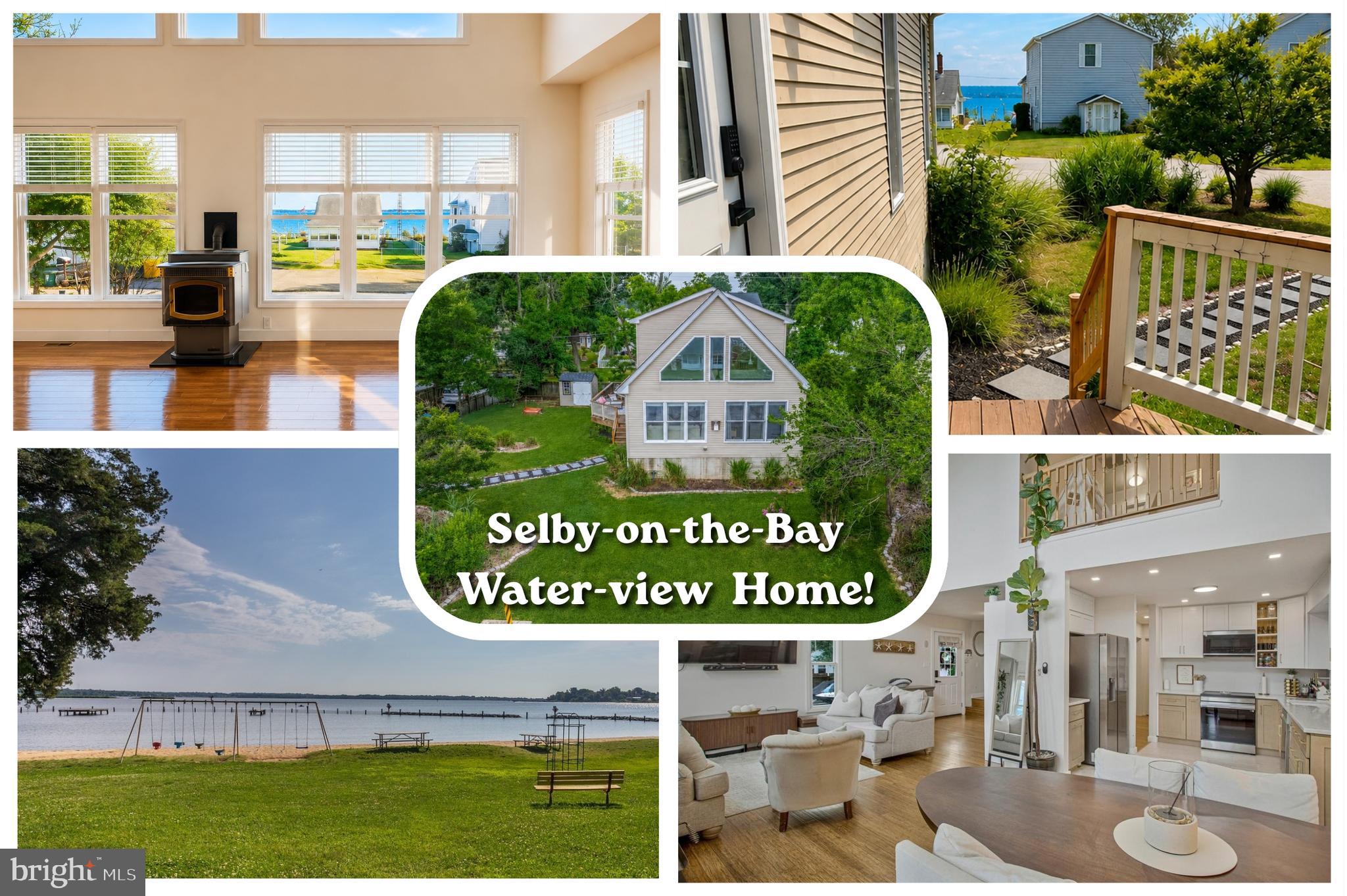Enjoy lovely year-round  WATER VIEWS  from inside and out of this BEAUTIFUL,  UPDATED and RECENTLY REMODELED home in the sought-after waterfront community of SELBY-ON-THE-BAY, where residents enjoy WATER ACCESS and amenities with NO HOA! ✨ This custom-built, contemporary home with character offers FOUR BEDROOMS and TWO FULL BATHROOMS, with two bedrooms on the main level and two additional bedrooms plus a LOFT upstairs, providing flexibility for a variety of living arrangements and lifestyle needs.✨ Located just across the street from waterfront homes, the LARGE DOUBLE LOT with mature landscaping offers water views, excellent curb appeal, AMPLE PARKING, and room for BOAT STORAGE, and potentially enough room for a future garage or house addition!*   A spacious side DECK serves as both a welcoming entry porch and a relaxing outdoor living space where you can take in the views and enjoy the yard. ✨  Inside, SOARING VAULTED CEILINGS and dramatic FLOOR-TO-CEILING WINDOWS create a bright, open atmosphere filled with natural light while showcasing the gorgeous WATER VIEWS. A  PELLET STOVE adds warmth and charm during the cooler months, and BEAUTIFUL  BAMBOO PLANK FLOORING flows throughout the living and dining areas.✨ The stunning, UPDATED KITCHEN (2025) is truly the heart of the home, featuring designer two-tone cabinetry, QUARTZ COUNTERTOPS, and STAINLESS STEEL APPLIANCES that make both everyday cooking and entertaining a pleasure. ✨ Also on the main level are two bedrooms, an updated full bathroom, and a convenient laundry closet. ✨  Upstairs, the LOFT offers more water views and a FLEXIBLE SPACE for a home office, reading nook, or children's play area. ✨ The SPACIOUS PRIMARY SUITE features vaulted ceilings, a WALK-IN CLOSET, and a private ENSUITE BATHROOM with a DOUBLE VANITY.  An additional bedroom completes the upper level.✨ Outside, the level yard offers plenty of space for gardening, recreation and enjoying the outdoors, while a storage shed provides added convenience. ✨ The  Selby Bay Marina is just around the corner and there are two other marinas within a few minutes of the house!  The Selby Beach waterfront area is just a short stroll from the home, where residents enjoy exclusive access to the private SANDY BEACH on Selby bay, CLUBHOUSE, WATERFRONT PARK, and BOAT LAUNCH, with opportunities for kayak storage as well. ✨ Known for its friendly atmosphere and active community events, where neighbors are often seen walking, biking, and gathering throughout the neighborhood, Selby-on-the-Bay offers the very best of the Chesapeake Bay area lifestyle! ✨This area is also known for highly rated schools and a convenient commuting location, with easy access to major highways.✨ Shopping and dining are  close-by  in "downtown" Edgewater, or take a  quick drive over the river to  Annapolis! ✨ Homes like this that are move-in ready with year-round water views, large lots  AND at an AFFORDABLE PRICE point, rarely become available in this very special, water-priviledged community!  Don't miss this opportunity—schedule your private tour today! (*NOTE: This home is in the Critical Area, as are all properties in MD  within 1000' of tidal waters.  As always, check with the county regarding  the allowable amount of lot coverage and required setbacks, etc.,  for any future addition to this home that this large lot might have you contemplating!)