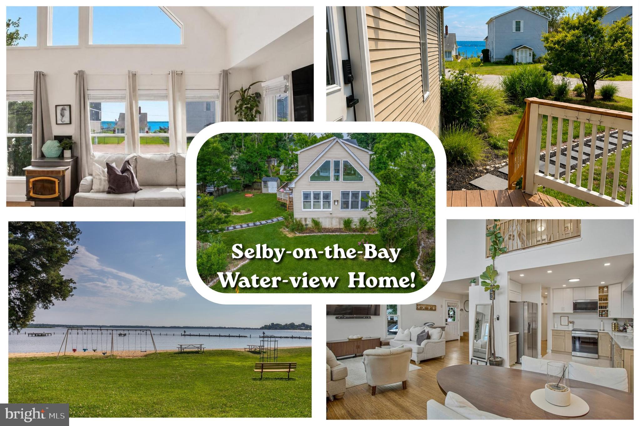 Enjoy lovely year-round  WATER VIEWS  from inside and out of this BEAUTIFUL,  UPDATED and RECENTLY REMODELED home in the sought-after waterfront community of SELBY-ON-THE-BAY, where residents enjoy WATER ACCESS and amenities with NO HOA! ✨ This custom-built, contemporary home with character offers FOUR BEDROOMS and TWO FULL BATHROOMS, with two bedrooms on the main level and two additional bedrooms plus a LOFT upstairs, providing flexibility for a variety of living arrangements and lifestyle needs.✨ Located just across the street from waterfront homes, the LARGE DOUBLE LOT with mature landscaping offers water views, excellent curb appeal, AMPLE PARKING, and room for BOAT STORAGE, and potentially enough room for a future garage or house addition!*   A spacious side DECK serves as both a welcoming entry porch and a relaxing outdoor living space where you can take in the views and enjoy the yard. ✨  Inside, SOARING VAULTED CEILINGS and dramatic FLOOR-TO-CEILING WINDOWS create a bright, open atmosphere filled with natural light while showcasing the gorgeous WATER VIEWS. A  PELLET STOVE adds warmth and charm during the cooler months, and BEAUTIFUL  BAMBOO PLANK FLOORING flows throughout the living and dining areas.✨ The stunning, UPDATED KITCHEN (2025) is truly the heart of the home, featuring designer two-tone cabinetry, QUARTZ COUNTERTOPS, and STAINLESS STEEL APPLIANCES that make both everyday cooking and entertaining a pleasure. ✨ Also on the main level are two bedrooms, an updated full bathroom, and a convenient laundry closet. ✨  Upstairs, the LOFT offers more water views and a FLEXIBLE SPACE for a home office, reading nook, or children's play area. ✨ The SPACIOUS PRIMARY SUITE features vaulted ceilings, a WALK-IN CLOSET, and a private ENSUITE BATHROOM with a DOUBLE VANITY.  An additional bedroom completes the upper level.✨ Outside, the level yard offers plenty of space for gardening, recreation and enjoying the outdoors, while a storage shed provides added convenience. ✨ The  Selby Bay Marina is just around the corner and there are two other marinas within a few minutes of the house!  The Selby Beach waterfront area is just a short stroll from the home, where residents enjoy exclusive access to the private SANDY BEACH on Selby bay, CLUBHOUSE, WATERFRONT PARK, and BOAT LAUNCH, with opportunities for kayak storage as well. ✨ Known for its friendly atmosphere and active community events, where neighbors are often seen walking, biking, and gathering throughout the neighborhood, Selby-on-the-Bay offers the very best of the Chesapeake Bay area lifestyle! ✨This area is also known for highly rated schools and a convenient commuting location, with easy access to major highways.✨ Shopping and dining are  close-by  in "downtown" Edgewater, or take a  quick drive over the river to  Annapolis! ✨ Homes like this that are move-in ready with year-round water views, large lots  AND at an AFFORDABLE PRICE point, rarely become available in this very special, water-priviledged community!  Don't miss this opportunity—schedule your private tour today! (*NOTE: This home is in the Critical Area, as are all properties in MD  within 1000' of tidal waters.  As always, check with the county regarding  the allowable amount of lot coverage and required setbacks, etc.,  for any future addition to this home that this large lot might have you contemplating!)