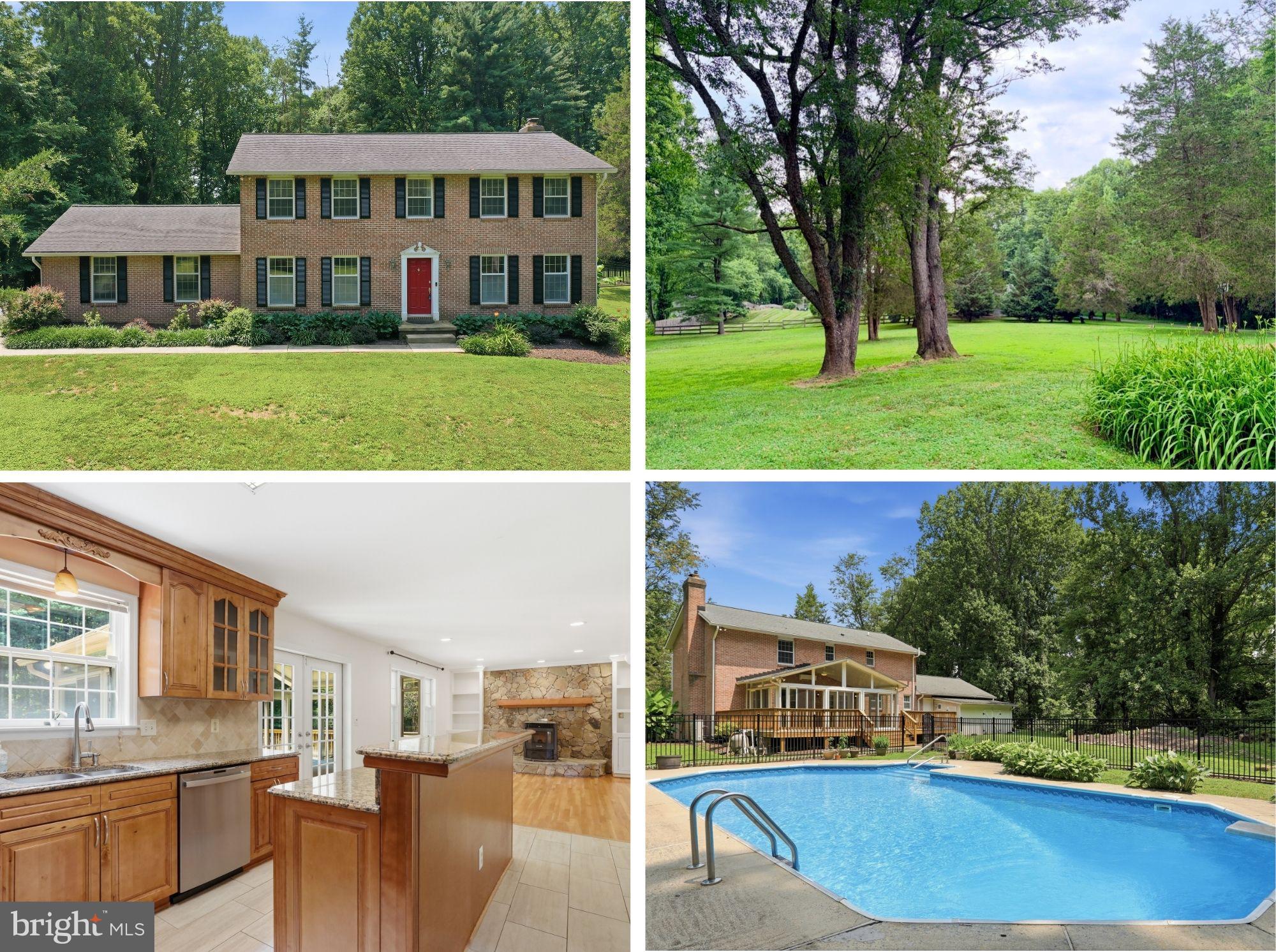 Welcome to this stunning, all brick, custom Colonial nestled on 2.07 private acres in desirable Brookeville. Built in 1983 and thoughtfully enhanced over the years, this 4-bedroom, 2.5-bath home blends timeless character with modern comfort, offering a peaceful retreat surrounded by mature trees and outdoor amenities.

Step inside to a warm and inviting open-concept layout featuring hardwood and tile flooring throughout the main level. The heart of the home showcases a beautifully updated kitchen with granite countertops, a center island, stainless steel appliances, and stylish finishes. The dining and living spaces flow effortlessly together, highlighted by a cozy pellet stove with a stone hearth and custom built-ins, making this the perfect gathering space for everyday living or entertaining. A bright sunroom with a mini-split provides additional year-round enjoyment and overlooks the backyard oasis.

The upper level features all bedrooms, including an owner’s suite with walk-in closet, spacious bathroom and jetted tub. The finished walk-up basement expands your living space with updated finishes and endless possibilities for recreation, entertaining, home office, or guest space.

The outdoor setting is truly special, enjoy over two acres of privacy with mature landscaping, a spacious deck (2025), firepit area, storage shed, and an inviting in-ground pool with concrete surround and aluminum fencing. An invisible dog fence adds convenience, while the oversized 2-car garage provides exceptional parking and storage.

Peace of mind comes with an impressive list of updates, including the roof and gutters (2011), HVAC (2024), updated bathrooms, water heater (2025), pool liner and high-efficiency pump (2021), fencing (2022), pellet stove (2025), septic pump (2025), expansion tank (2025) and more. Additional updates include extensive painting (2026), recently serviced systems (2026), a generator, and an active radon mitigation system already in place.

A rare opportunity to enjoy privacy, space, thoughtful updates, and a beautifully maintained home, all with no HOA.