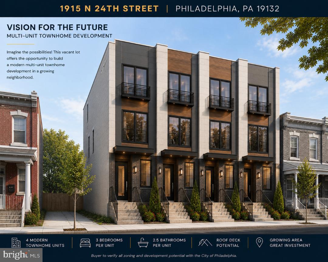 Build your vision in the heart of Philadelphia's rapidly developing Lower North Philadelphia neighborhood! This vacant residential lot at 1915 N 24th Street presenting an excellent opportunity for investors, builders, and developers. Public water, sewer, gas, and electric are available, making the property ready for your next project. Conveniently located near public transportation, major roadways, schools, shopping, and ongoing neighborhood revitalization. Whether you're looking to build a single-family residence or add to your investment portfolio, this lot offers outstanding potential in an area experiencing continued growth and redevelopment. Buyer responsible for all due diligence regarding zoning and intended use.