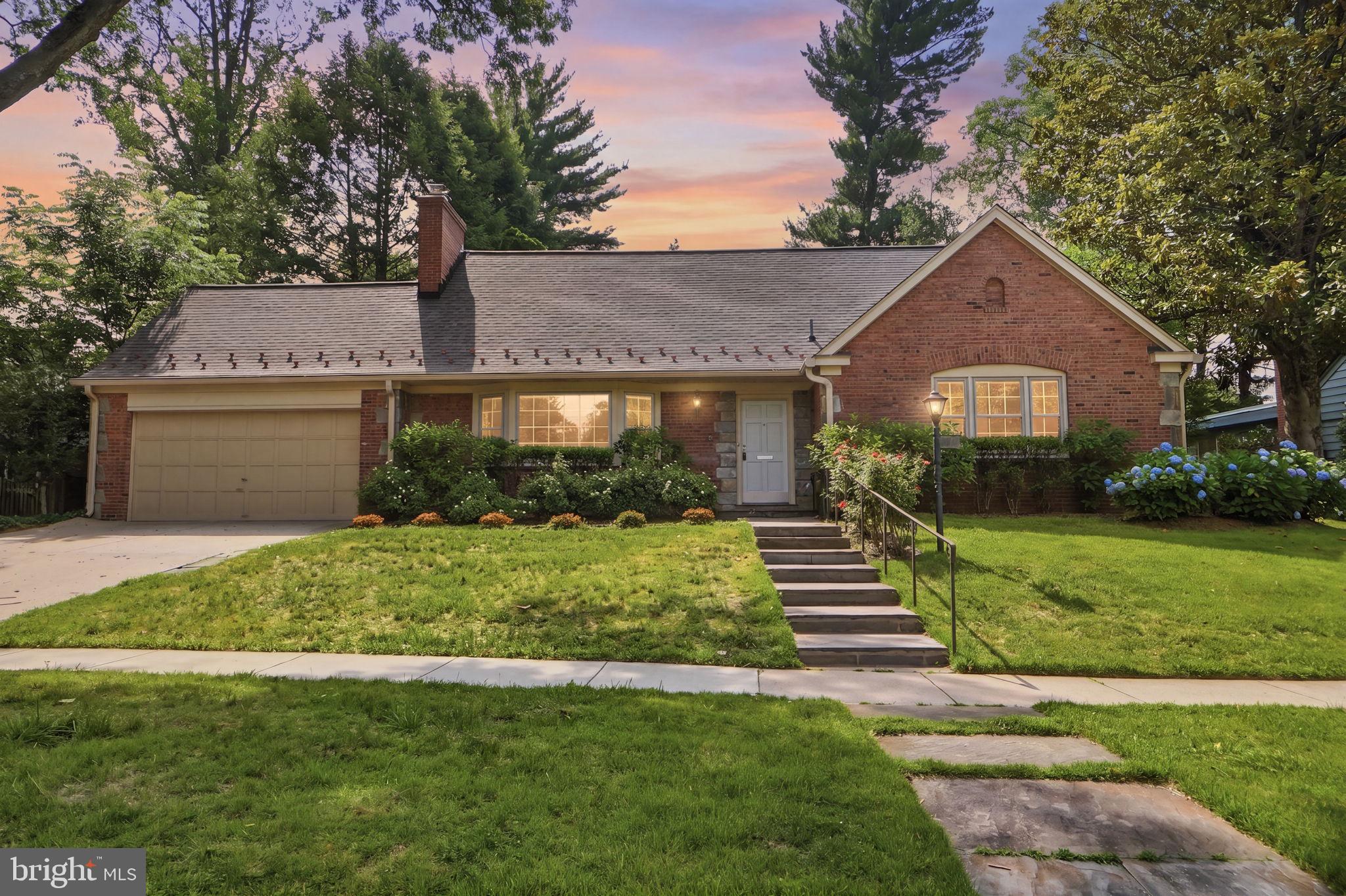 Beautifully updated Cape Cod on a quiet street in Bethesda's sought-after Sumner neighborhood, offering six bedrooms, five full baths, and generously proportioned living space across three levels. The renovated open-concept kitchen anchors the main floor, featuring a large center island, gourmet stainless steel appliances, ample storage, and garden views that draw the eye toward the backyard. It flows naturally into a formal dining room and a sun-filled living room with a wood-burning fireplace, a layout that works equally well for everyday living and entertaining. Three main-level bedrooms, including two with full baths, provide rare flexibility for guests, a home office, or multi-generational living. Upstairs, three additional bedrooms include a beautifully renovated en-suite and a Jack-and-Jill bath. A spacious sunroom connects the interior to a private stone patio and a flat, tree-lined backyard that feels like a true retreat, fully fenced, quiet, and lush. The finished lower level adds a second fireplace, a full bath, and walk-out access, rounding out a home with space for nearly every need. Attached two-car garage, hardwood floors, plaster walls, and solid brick construction throughout. Recent updates include new roof (2026), electric car charger, fireplace chimney liner and damper (2026), ceiling fans, basement flooring and additional storage in garage attic. Wood Acres / Pyle / Walt Whitman schools. Minutes to downtown Bethesda, NW DC, the Clara Barton Parkway, and the C&O Canal. PUBLIC OPEN HOUSE SUNDAY, JUNE 28, 2026, 1:00-3:00 PM. BROKER OPEN HOUSE TUESDAY, JUNE 30, 2026, 1:00-3:00 PM.