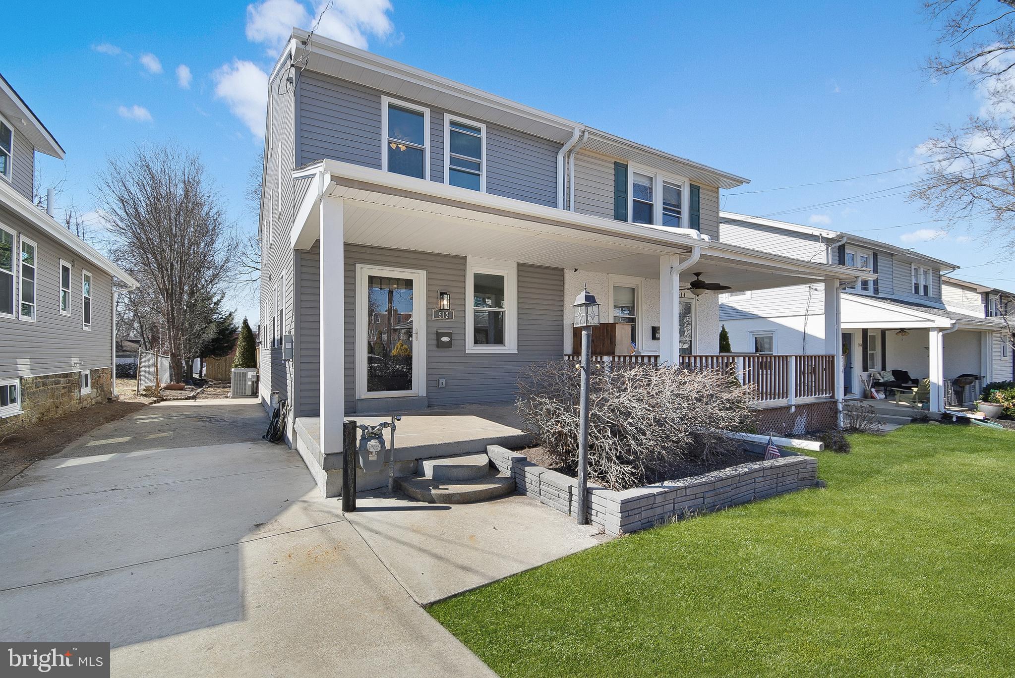 Welcome to 512 Alexander Ave, a beautifully renovated home where modern style meets comfort and convenience. This stunning property has been meticulously updated down to the studs, offering brand new everything! Step up to the inviting front porch and into a spacious, open living area with new hardwood floors throughout. The heart of the home is the gorgeous new kitchen, featuring sleek white cabinetry, solid surface quartz countertops, and a chic subway tile backsplash. Equipped with stainless steel appliances including a gas stove, this kitchen is a chef's dream. A stylish tile floor completes the space, along with a newly added main floor powder room for added convenience. Upstairs, you’ll find three well-sized bedrooms, each with ceiling fans and ample closet space. The full hall bathroom has been beautifully designed with a subway tile tub surround. One of the bedrooms offers walk-up access to the unfinished attic, perfect for additional storage space. The basement features washer/dryer hookups, a new utility tub, and even more storage space. Enjoy the outdoors in the partially fenced backyard, with a large deck ideal for relaxing or entertaining, plus a storage shed for your outdoor needs. Off-street parking for at least three cars is available on the concrete driveway. The home is equipped with a new forced air heat pump for both efficient heating and air conditioning, ensuring year-round comfort. Don't miss out on this fully renovated gem, easily the nicest home for rent in Drexel Hill right now.