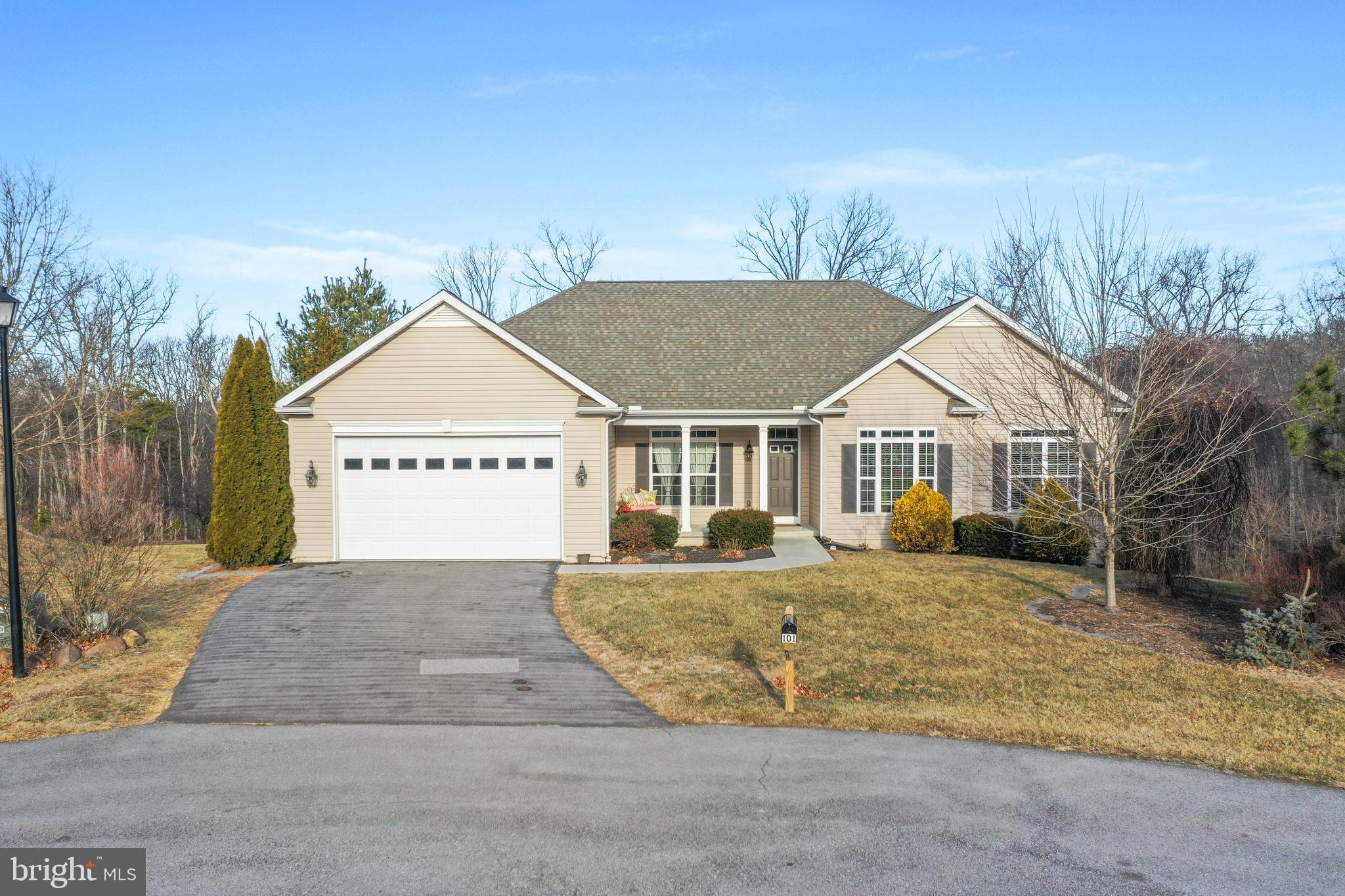 Beautifully maintained rancher in the desirable Brookfield on the Potomac community offering one-level living with space to spread out. This 4 bedroom, 3.5 bath home features an open floor plan with hardwood floors, a gourmet kitchen with island and upgraded countertops, formal dining space, and a private office with French doors. The fully finished lower level offers incredible flexibility with a second kitchen, bedroom, full bath, and two separate basement entrances, ideal for guests, multigenerational living, or extended living space. Enjoy outdoor living with an in-ground pool, hot tub, extensive hardscaping, and a fully fenced yard backing to trees for added privacy. An oversized attached garage, ample driveway parking, and thoughtful storage throughout complete the home. Residents also enjoy private Potomac River access with boating, kayaking, and picnic areas, all conveniently located near I-81 and just minutes to Maryland.