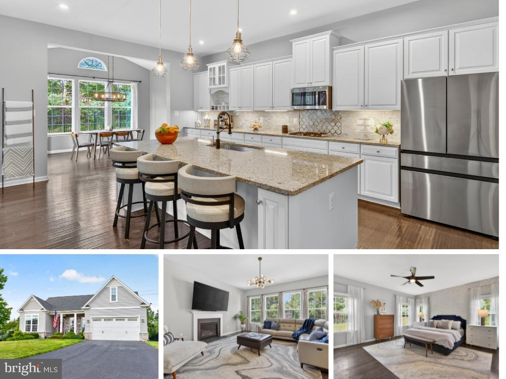 Welcome to main level living, reimagined. This 2018 built home in beautiful Marbury offers over 4,000 total finished square feet of thoughtfully upgraded living space. Enjoy true main level living with 3 bedrooms on the main floor, an open-concept kitchen with oversized island that flows into the great room with fireplace, and a sunny breakfast area with direct backyard access. The fully finished basement includes a 4th bedroom, full bathroom, spacious rec room, bar with wine fridge and beverage fridge, 3 additional finished rooms - perfect for a home gym, hobby room, office or hosting - and walk-out stairs to the backyard. Outside, enjoy over 1/3 of an acre (the second largest lot on the street), with a fully fenced back/side yard (2023) with two gates, an in-ground sprinkler system, and a paver patio with firepit. This home is privately positioned within the community on a cul-de-sac and backing to trees. The Marbury community offers a pool, clubhouse, fitness center, tennis courts, and trails. Located minutes from Giant, South Riding Market Square, Stone Ridge Village Center, and Dulles Landing with easy access to Rt. 50, Rt. 28 and I-66.