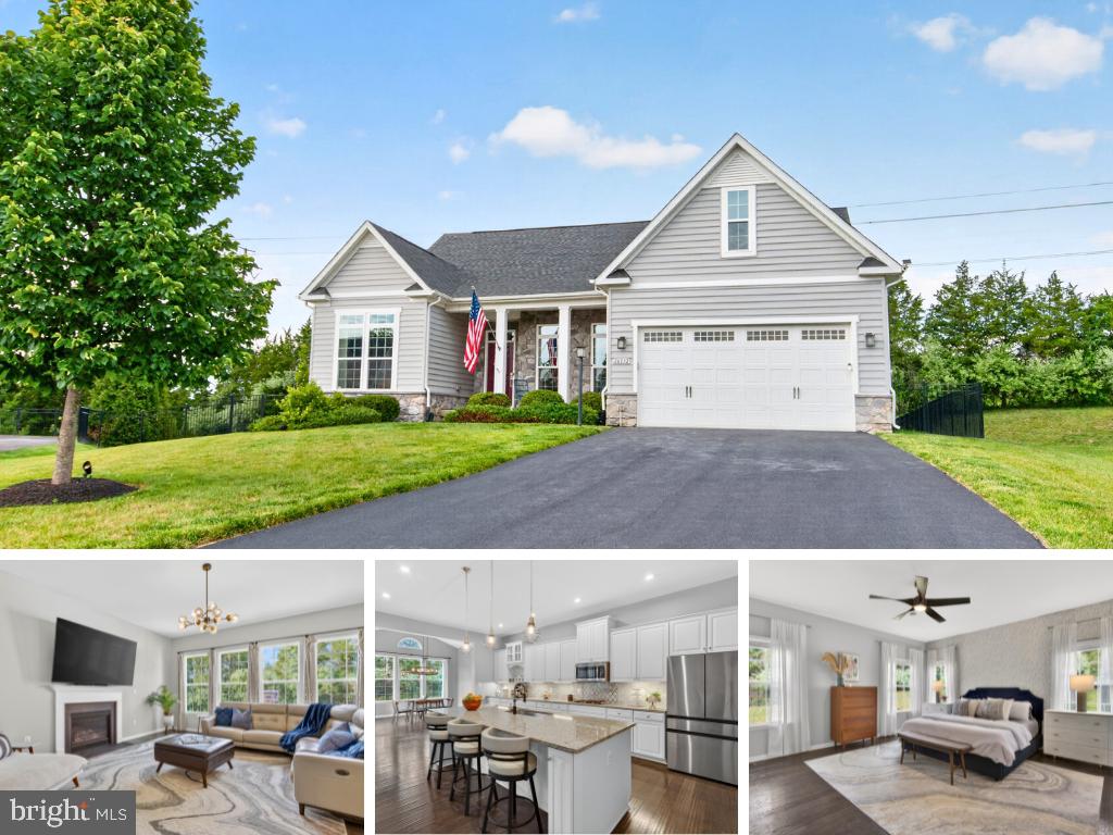 Welcome to main level living, reimagined. This beautiful home built in 2018 by Ryan Homes offers over 4,000 total finished square feet of thoughtfully upgraded living space. Enjoy true main level living with 3 bedrooms and 2 full baths on the main floor, an open-concept kitchen with oversized island, great room with fireplace, and a sunny dining room with patio access. The kitchen is complete with a bespoke Samsung refrigerator with beverage center and icemaker (2025), and the second refrigerator in the garage conveys. The owners added convenient built-in shelving in the garage and 3rd bedroom, and the secondary bedroom closets have been upgraded with organizers. The walk-up basement has more finished space than most homes in the community! It includes a 4th bedroom, 3rd full bathroom and 3 finished bonus rooms - perfect for your home gym, hobby room, office or guest room - plus a utility room with storage. The spacious rec room and adjacent bar with wine fridge and beverage fridge round out this functional lower level living space. Outside, enjoy the 0.38 acre lot (the second largest on the street), with a fully fenced back/side yard (2023) with two gates, an in-ground sprinkler system, and a paver patio with wood firepit. Parking is easy with the 2 car garage and driveway. This home is privately positioned within the community on a cul-de-sac and backing to trees. The Marbury community offers a pool, clubhouse, fitness center, tennis courts, and trails. Top-rated Lightridge HS, Willard MS, Buffalo Trail ES school pyramid. Located minutes from Giant, South Riding Market Square, Stone Ridge Village Center, and Dulles Landing with easy access to Rt. 50, Rt. 28 and I-66.