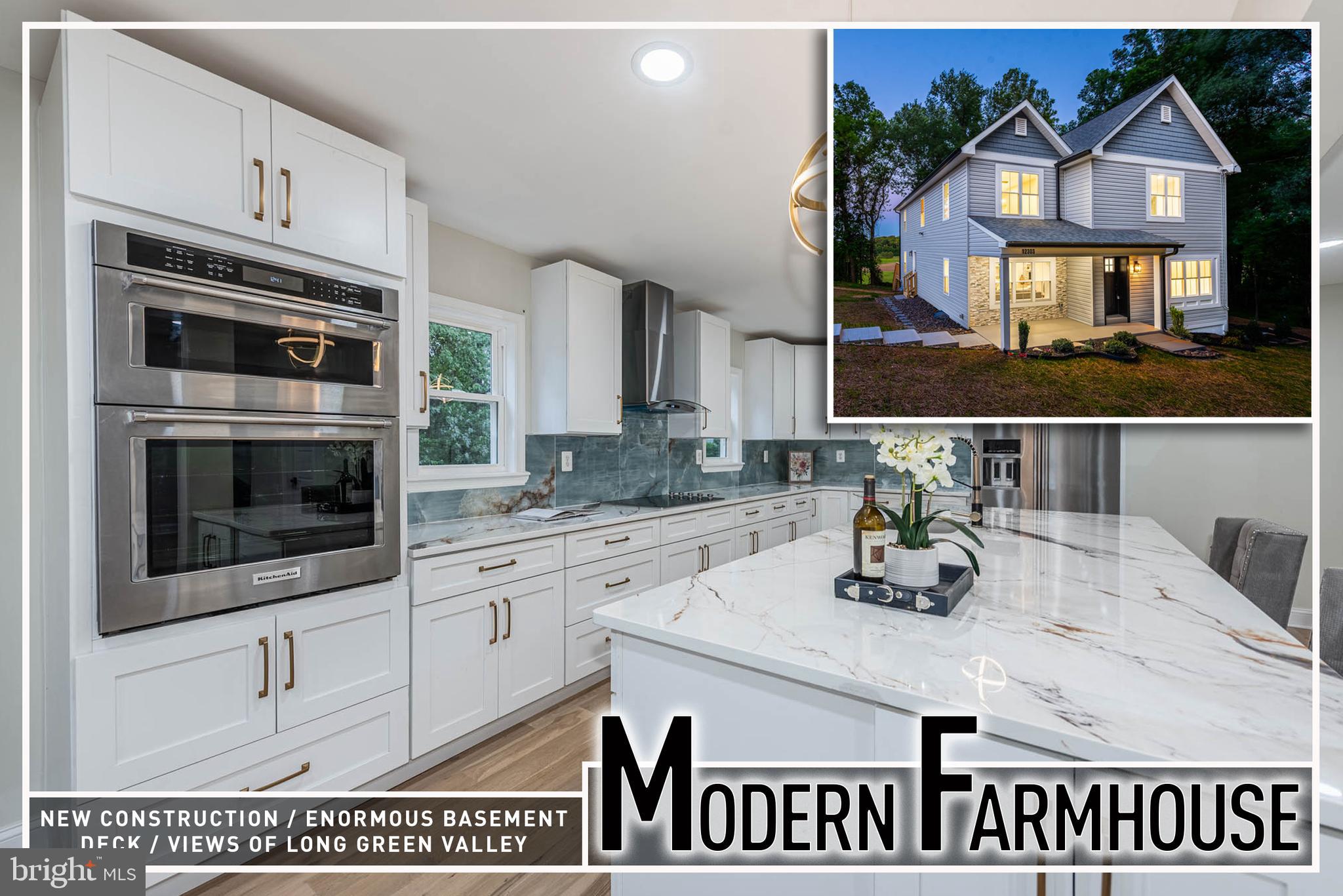 Extraordinary New Construction Home Overlooking the Iconic Long Green Valley.  Set gracefully on 2 breathtaking acres with panoramic, unobstructed views, this newly constructed luxury colonial is a masterclass in refined living—offering over 4,500 square feet of impeccably curated space where timeless elegance meets modern sophistication.  From the moment you enter, you’re greeted by rich hardwood flooring, and an abundance of natural light that highlights the home’s open yet purposeful design. The main level is both grand and inviting, featuring a spacious living room ideal for entertaining, and a stunning formal dining room centered around a dramatic stacked stone electric fireplace—creating a warm, elevated ambiance for memorable gatherings. A private executive office provides a quiet retreat for work or study, while a stylishly appointed powder room adds convenience.  At the heart of the home lies a showstopping gourmet kitchen designed to impress even the most discerning chef. Anchored by an oversized island, this space features sleek Quartz countertops, custom cabinetry, an electric cooktop, and double wall ovens—seamlessly blending beauty and function. The kitchen flows effortlessly to the outdoor living space, making indoor-outdoor entertaining a dream.  Upstairs, retreat to the lavish primary suite—a true sanctuary—offering generous proportions, a spacious walk-in closet, and a spa-caliber bath designed for relaxation and indulgence. Unwind in the freestanding soaking tub or refresh in the oversized shower featuring a rain head and handheld wand for a resort-like experience. A secondary bedroom suite with a private ensuite bath ensures comfort and privacy for guests, while two additional well-sized bedrooms are connected by a thoughtfully designed Jack and Jill bath. A conveniently located upper-level laundry room enhances everyday living with ease and efficiency.  The fully finished lower level delivers exceptional versatility, featuring a sprawling great room perfect for recreation or media, a private bedroom, and a full bath—ideal for guests, an au pair suite, or extended family living.  Step outside to the expansive 32’ x 12’ deck and immerse yourself in the tranquil beauty of Long Green Valley—where rolling hills and endless skies create a picturesque, ever-changing backdrop. Whether hosting elegant gatherings or enjoying quiet mornings, this outdoor space is simply unmatched. The detached, powered garage adds tremendous value, offering the flexibility for a workshop, studio, or additional storage.  No detail has been overlooked, with premium upgrades including a whole-house sprinkler system, dual-zoned HVAC for optimal climate control, and brand-new well and septic systems ensuring modern efficiency and peace of mind.  Perfectly positioned near beloved destinations such as Prigel Family Creamery, Boordy Vineyards, and DeJon Vineyards, this exceptional property offers a rare opportunity to embrace luxurious countryside living while remaining within easy reach of everyday conveniences.  A truly remarkable offering—where elegance, comfort, and scenic beauty converge.