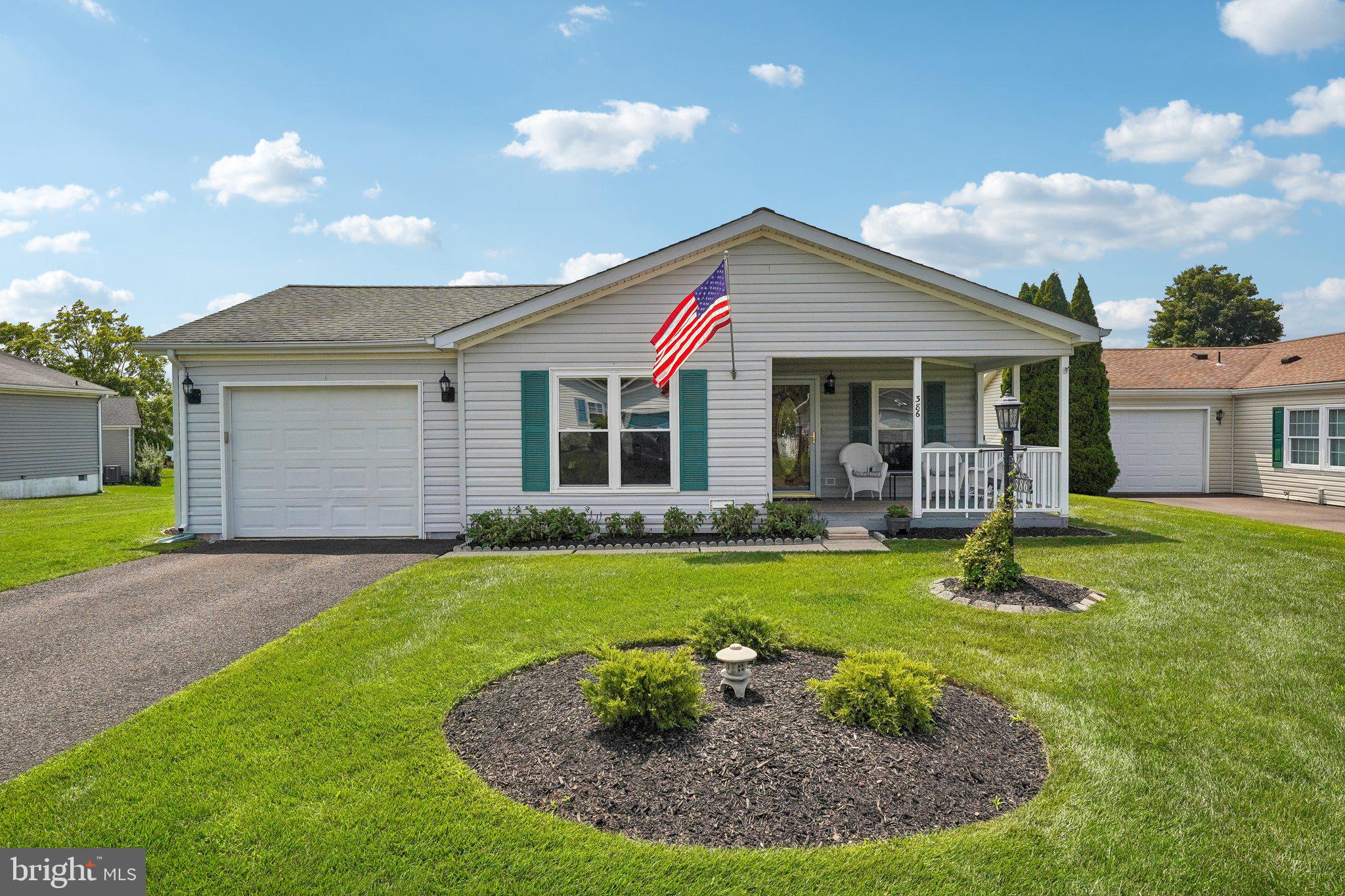 Welcome to single-level living at its finest in the highly desirable 55+ community of Buckingham Springs! This meticulously maintained, move-in ready 2-bedroom ranch boasts exceptional natural light and an entirely repainted interior, featuring durable new Bruce Commercial laminate flooring throughout the main living areas and stylish new tile in both bathrooms and the laundry room. Inside, discover a spacious living room centered around a cozy fireplace, a formal dining room situated just off the updated kitchen—complete with all-new appliances—and a versatile sunroom/family room off the rear of the home that opens directly to a large deck. The expansive primary suite features a newly renovated complete ensuite bath, while the large secondary bedroom is conveniently adjacent to a second full bath in the hall. Thoughtful updates continue throughout with new ceiling fans, a welcoming large front porch, and that private rear deck, both perfect for outdoor enjoyment. Complete with low-maintenance living and access to fantastic community amenities—including a vibrant clubhouse with meeting rooms, exercise facilities, and a seasonal heated outdoor pool—this exceptional home offers comfort, convenience, and community all in one. Mortgage savings may be available for buyers of this listing.