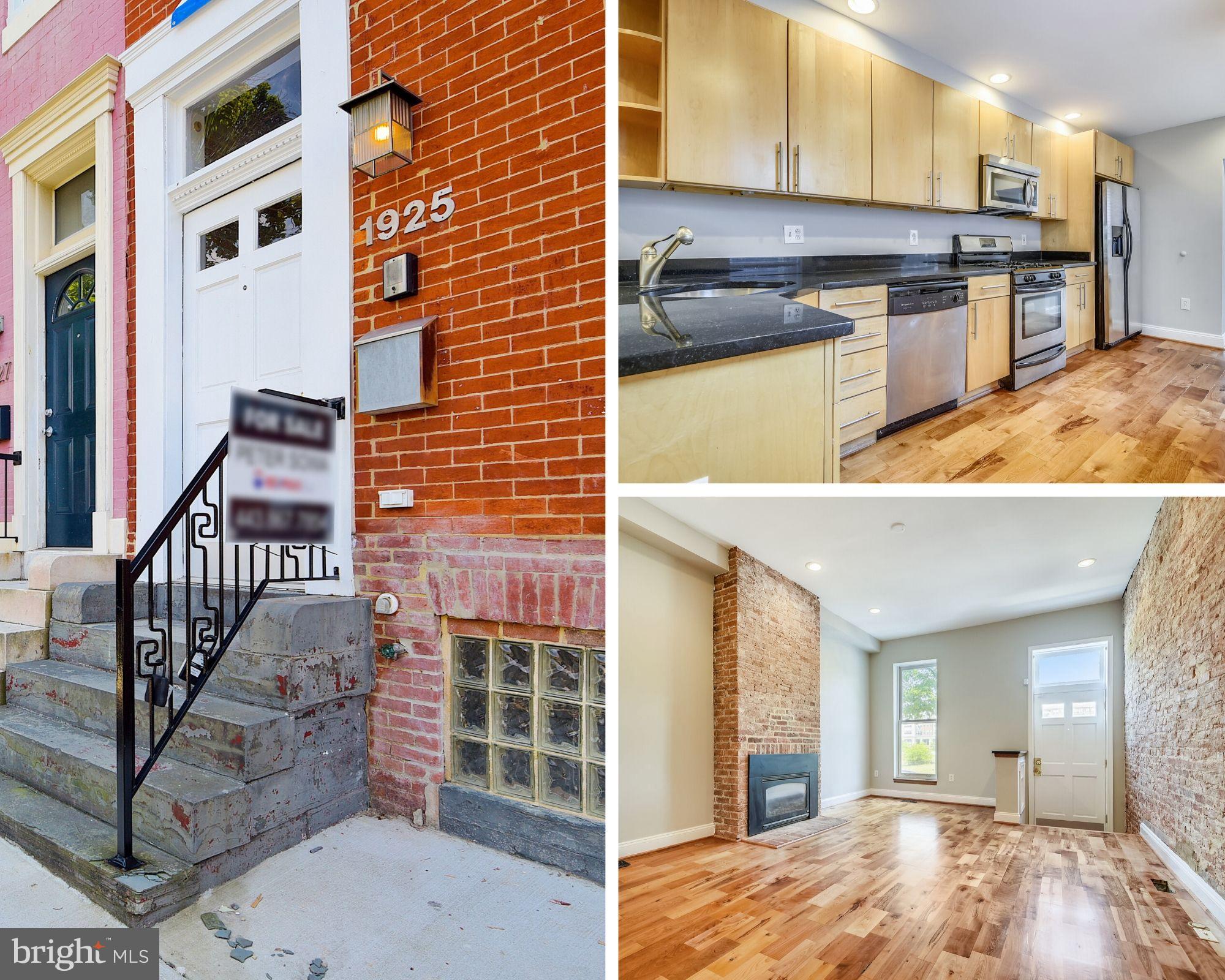 Remarkable rowhome w/ over 2600 sq ft of premium finished living space. Highlights include parking pad, roof-deck and proximity to Johns Hopkins. Features include 3 bedrooms above grade each w/ own bath, main lvl 1/2 bath, bonus club room w/ wet bar leading to roof-deck, hardwoods, gourmet kitchen, exposed brick, great closet space, ceiling fans, private patio off kitchen, custom fabricated staircase, great natural lighting, custom tiling and much more!  Hardwood flooring was just professionally refinished - sanded, stained and sealed - they look amazing!