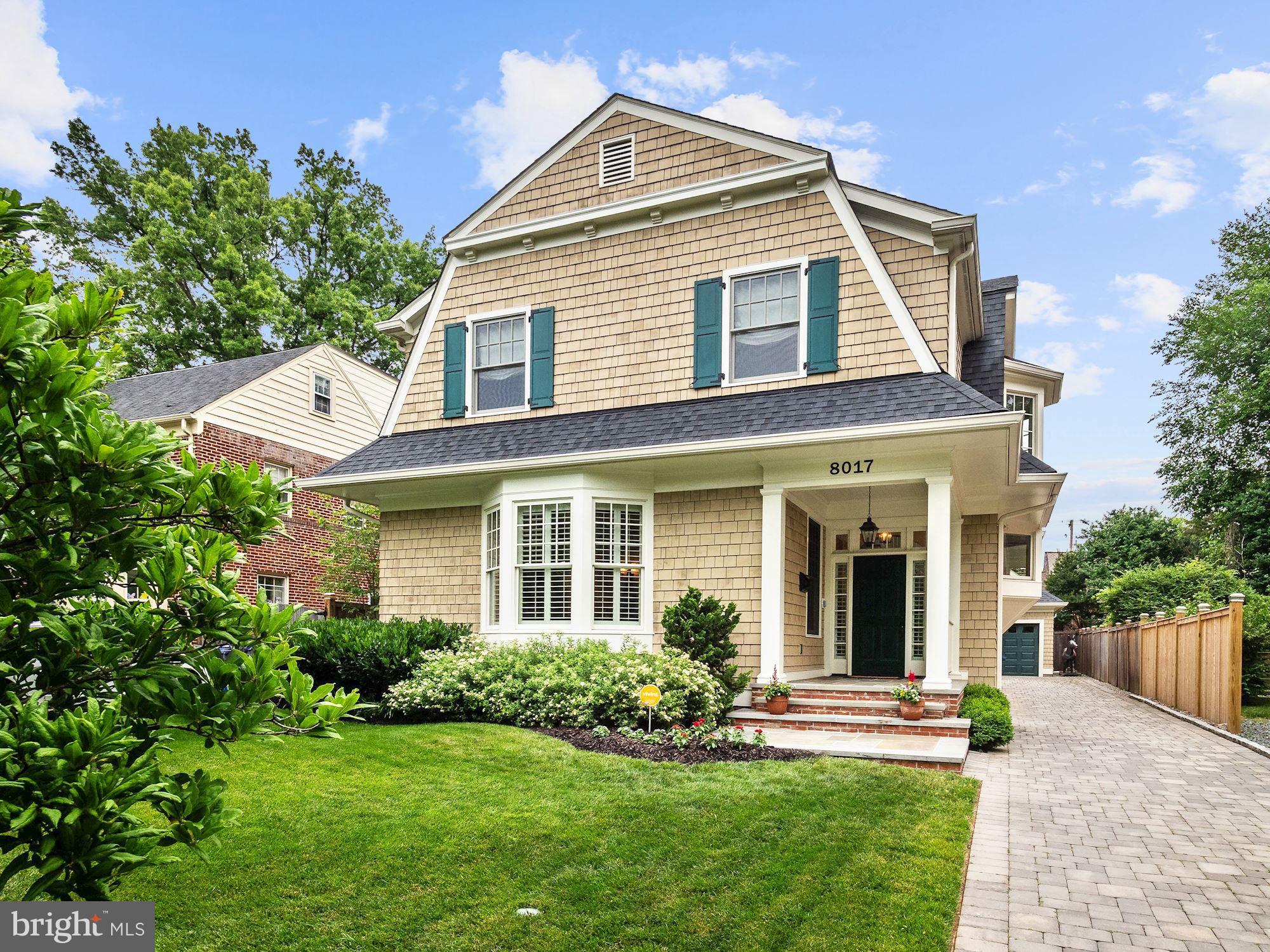 Beautifully appointed six bedroom, five and one half bath craftsman home w/custom millwork, stunning architectural features & exemplary finishes. Just a quick walk to dining, shopping, the Bethesda Metro, parks and downtown Bethesda. Thoughtfully designed floor plan and sophisticated features blend convenience with luxury in this 5,500 square foot home.  Airy, two-story entrance hall with a dramatic double bay window, extensive crown & panel molding, arched entryways, columns and gorgeous hardwood floors, high ceilings, oversized windows with plantation shutters, Chef s kitchen features a sprawling Carrara marble center island, high end appliances and butler s pantry with second dishwasher and wine cooler. Open concept space incorporates a sun-filled breakfast area & relaxing family room with gas fireplace and window seating. Private, well-appointed Owner s suite with serene owner s bath with marble floors and vanities and a dual entry walk-in closet. Three additional bedrooms with en suite baths and a large laundry room on upper level. Sprawling LL with game room, exercise room, media/theatre room, 6th bedroom and full bath.  Flagstone patio and meticulously landscaped yard are ideal for entertaining. One car detached garage.