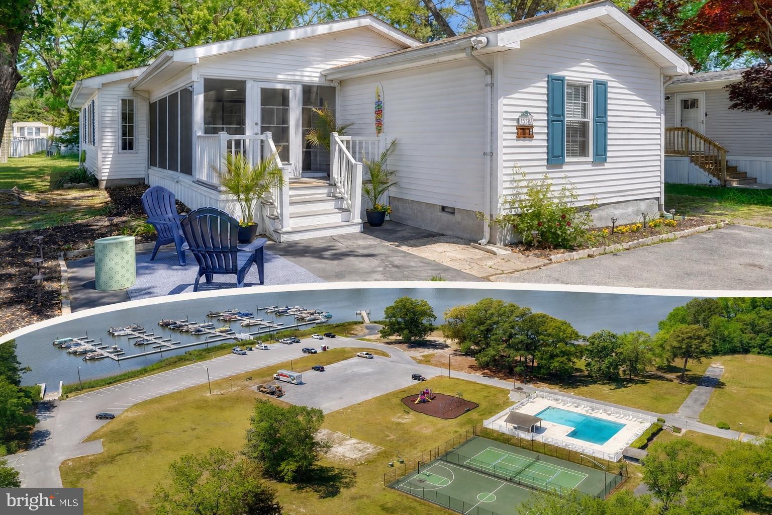 Rare opportunity — the only fully renovated 4BR in Angola Beach & Estates featuring full drywall walls and ceilings, a major upgrade over standard paneling. Beautifully renovated 4-bedroom, 2-bath ranch-style manufactured home on a permanent foundation located in the waterfront community of Angola Beach & Estates. This bright and inviting home features vaulted ceilings and an open-concept layout connecting the kitchen, living, and dining areas. The fully updated kitchen showcases all-new shaker-style wood cabinetry, quartz countertops, quartz backsplash, new stainless-steel appliances, and bar seating for four. Additional recent improvements include laminate flooring throughout (with much of the subfloor also replaced), updated bathrooms with custom tile finishes, all new lighting fixtures, fresh interior paint, electric heat cables to prevent frozen pipes, newer windows, and newer HVAC. The spacious primary suite offers double closets and a luxurious ensuite bath complete with dual vanity, rainfall showerhead, and custom tilework. The refreshed screened porch features new paint, stain, screens, and lighting — perfect for relaxing summer evenings. A newly built outdoor shed provides additional storage. Home is being sold mostly furnished with a few exclusions. Residents of Angola Beach & Estates enjoy exceptional amenities including two swimming pools, floating marina with boat ramp, fishing and crabbing pier, kayak and canoe storage, fenced RV/boat/trailer storage, basketball and tennis courts, playgrounds, riverfront park, and a community center with planned resident activities. Land lease is $750/month and includes water, sewer, and trash service. Residency is subject to community approval, including credit, background, and income verification. Perfect as a full-time residence or coastal getaway. Located within Cape Henlopen School District and ideally situated just 10 miles from both Lewes Beach and Rehoboth Beach. Enjoy everything coastal Delaware has to offer, including local restaurants, shopping at Tanger Outlets Rehoboth Beach, outdoor recreation at Cape Henlopen State Park, boating, fishing, and more.