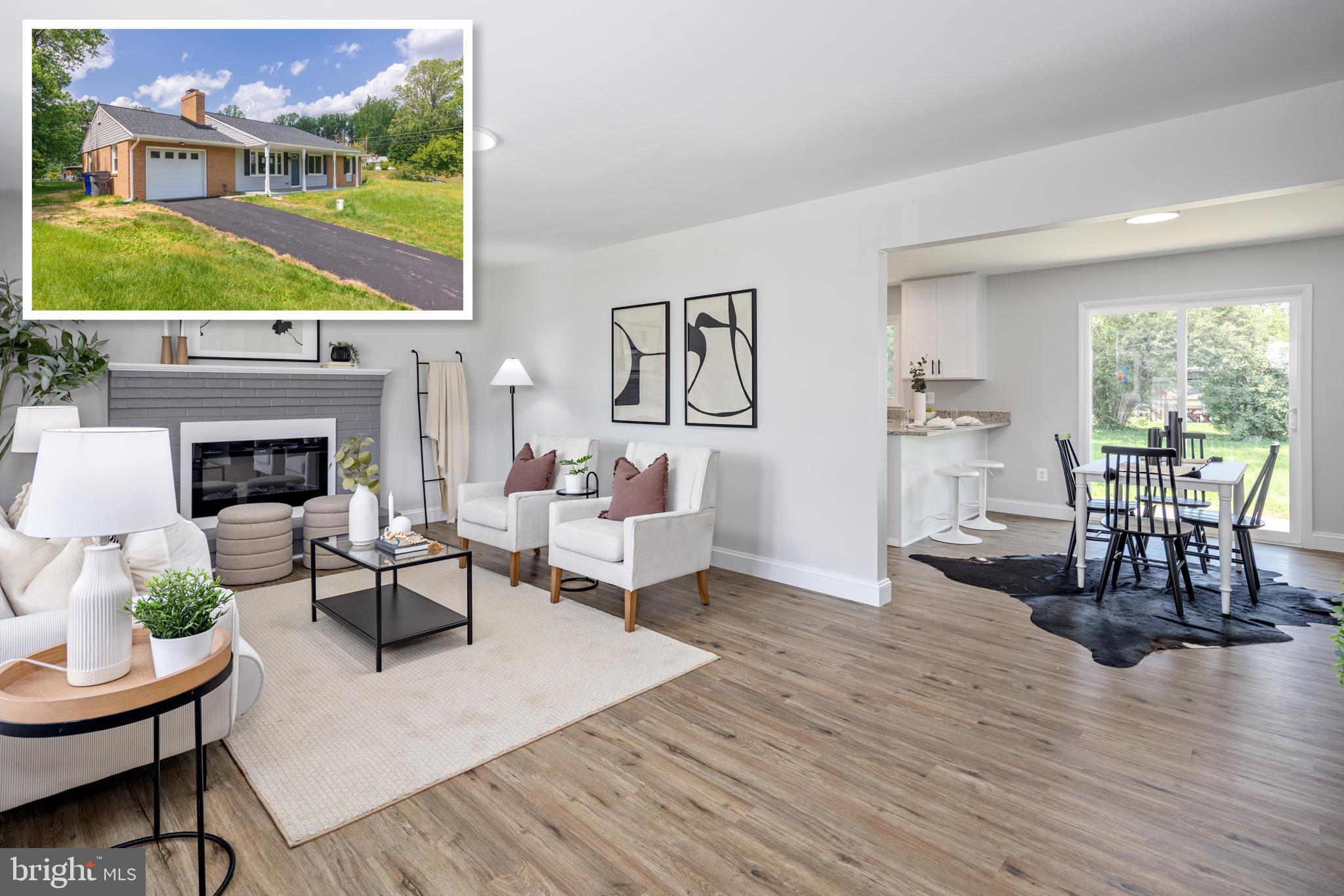 Completely Remodeled Ranch-Style Gem! Welcome to this stunning, fully renovated ranch-style home where modern upgrades meet quality craftsmanship. Every detail has been thoughtfully redone—inside and out—with all work fully permitted and completed by licensed professionals. Enjoy peace of mind with all-new roof, windows, siding, HVAC, electrical, and plumbing systems. Step inside to find luxury vinyl plank flooring flowing throughout the main living areas and an open-concept kitchen/dining area perfect for entertaining. The brand-new kitchen boasts custom white shaker cabinets, granite countertops, and stainless steel appliances. This home features three bedrooms, including a spacious master suite with a beautifully designed ensuite bath. The hall bathroom has also been tastefully remodeled with custom ceramic tile. The partially finished basement offers flexible space for a rec room, home gym, or office. A one-car garage adds convenience, while the stone patio off the dining area invites you to relax or entertain outdoors. This turn-key home is truly move-in ready!