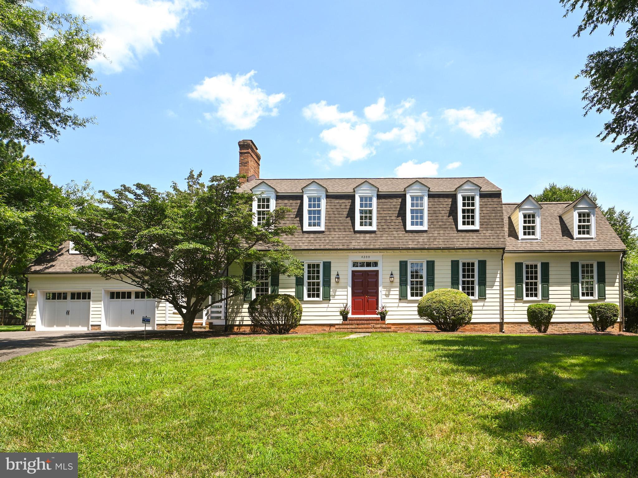 A True Williamsburg Colonial—Reimagined for Modern Life
Step into the timeless elegance of early American architecture with this meticulously crafted Williamsburg inspired colonial (Robert Nicolson House), scaled up for contemporary comfort and enhanced with a subsequent two-story addition. Nestled at the rear of prestigious Maple Tree Court cul-de-sac in Alexandria City, this distinctive home blends historical design with gracious proportions and thoughtful upgrades.
The symmetrical facade with dormer windows, Hardie Plank siding, classic red door, and period shutters evoke the charm of Colonial Williamsburg—yet the home is anything but dated. Inside, enjoy 9-foot ceilings on the main level, beautifully refinished hardwood floors, and masterful trim work including plaster triple crown molding and medallions, shadow boxes, and chair rails.
Designed for elegant living, the expansive formal rooms include a 300 sq. ft. living room, a 225 sq. ft. dining room, and a 165 sq. ft. library—ideal for entertaining and holiday celebrations, or quiet reflection. The kitchen offers space for both everyday living and event-scale catering, featuring updated appliances and a sunny breakfast room with bay window.
The family room thoughtfully placed adjacent to the kitchen and back staircase—with a second fireplace and access to the large rear yard—offers casual comfort and connects via the main level hall to a glassed-in porch/sunroom and breezeway leading to an oversized 2-car garage. Need a creative retreat? The garage attic is ready to become your artist’s studio or writing haven.
Upstairs, find four generous bedrooms, including a primary suite with two closets and a private bath, a secondary bedroom with a bonus study/playroom, and multiple hall baths. The lower level features a third fireplace and awaits your custom finishing. (media center, gym, at home office, +++). 
Enjoy cul-de-sac living in the heart of Alexandria, with easy access to I-395, The Pentagon, Reagan National Airport, and downtown D.C.

Roof, attic fan, skylight: November 2022; Windows : March 2024; Hardie Plank siding: April 2024; Exterior painting June 2024; Garage doors September 2024; Interior painting March 2025; Refinish hardwood flooring April 2025; Water heater: April 2025,