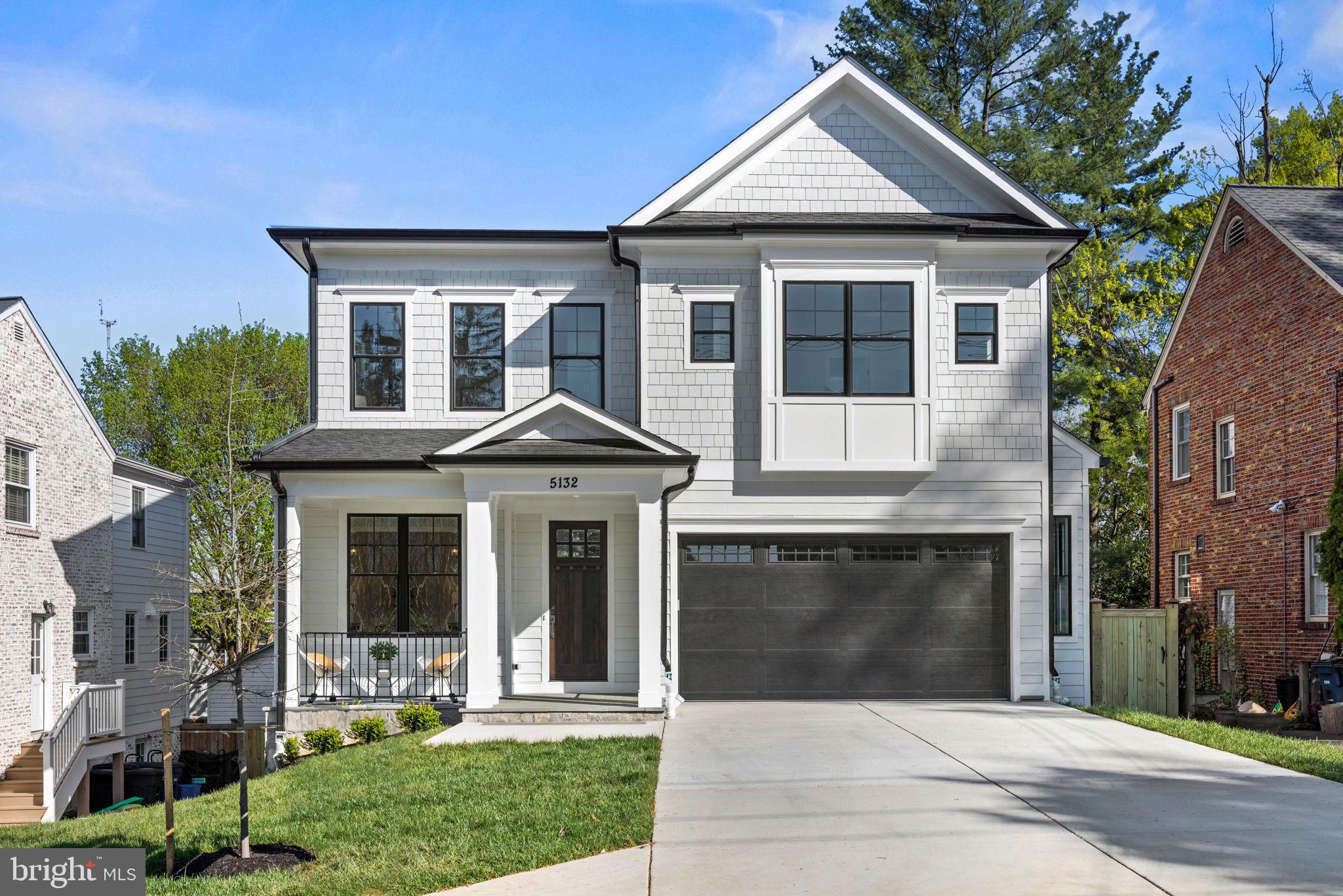 Welcome to 5132 Newport Avenue, an incredible NEW CONSTRUCTION home featuring the perfect floor plan, with multiple indoor and outdoor entertaining areas, and is situated on a quiet, tree-lined street in leafy close-in Bethesda . As you approach this 5 BR / 4.5 BA home, you're greeted by a welcoming front porch. As you enter the home, you'll notice the gorgeous hardwood floors throughout, tall ceilings, and the abundance of natural light that streams in through the oversized windows. The dining room has beautiful chair-rail height wainscoting, tray ceilings, recessed lighting, and features a stunning chandelier. The family room / living room is light and airy and features a fireplace with a custom wall treatment, with direct access to the large deck through a wall of glass, and is open to the gourmet kitchen, which features an oversized island with additional storage, stainless steel chef grade appliances, including a gas range and double wall ovens, double-stacked cabinets, and custom pendants. Outside, the expansive deck has a gas line for a grill and/or fire pit, and views of the gorgeously manicured backyard. Finishing off the main level is a convenient powder room, a walk-in pantry, a large mud-room and access to the 2-car garage. Upstairs you'll find four bedrooms, two with en-suite bathrooms and two that share a buddy bathroom, walk-in closets and hardwood floors. The gorgeous Primary Bedroom Suite is the perfect homeowner retreat! Featuring two impressive walk-in closets with organizers, a spa-like bathroom, including an oversized, glass-enclosed shower, 2 large vanities, a contemporary soaker tub with a beautiful view, plus lots of storage and custom lighting, you'll never want to leave! Completing the upper level is a laundry room, plenty of counter top space and cabinet storage, and a sink. The walk-out lower level is bright and airy, and features tall ceilings and recessed lights. The XL recreation room is an ideal hang-out space, and has direct access to the patio and backyard and is adjacent to the bar area, perfect for entertaining! Completing the lower level is a bedroom with a legal egress window, a full bathroom, plus 1 bonus rooms, perfect for a gym or a home theater, the possibilities are endless! An AMAZING home in a most IDEAL LOCATION! Situated in an idyllic tree-lined street in a suburban oasis yet a stone’s throw to DC and just moments to the Shops at Wisconsin Place for shopping (including Bloomingdales, Eileen Fisher, and more!) and fine dining (Capital Grille and Maggiano’s Little Italy). For your everyday needs, Whole Foods is less than 1 mile away, as are Truist, Provident, United, and Pacific Western Banks). Minutes to  Bethesda Row for more shopping and dining, and the Strathmore for live music! Plus, you're just minutes to NIH, Walter Reed National Military Medical Center, and Suburban Hospital, and just a bit further to Silver Spring and Georgetown, too! Bethesda-Chevy Chase School District! Lifestyle, Location and Convenience, you CAN have it all! Welcome Home!