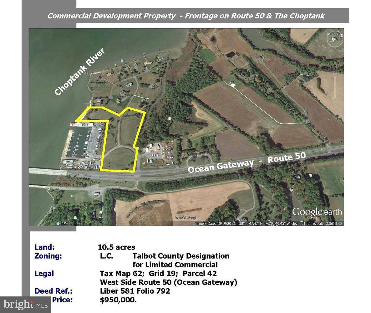 Excellent Traffic Exposure - Frontage on Choptank River - Potential Winter Boat Storage - All Earnest Money Deposits (EMD) shall be held in escrow by listing broker.