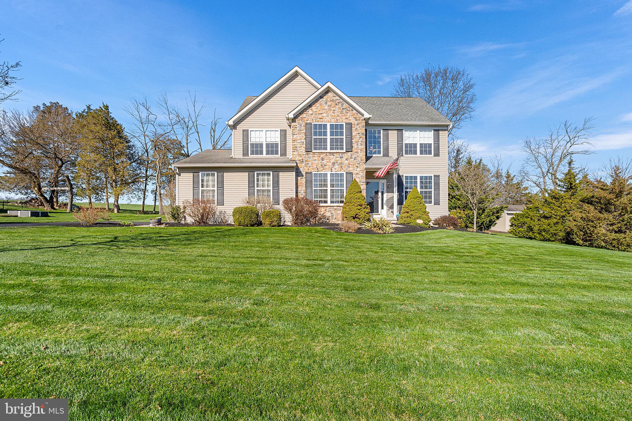 This is a RARE OPPORTUNITY to own a Rotelle-built home in the desirable Miller’s Run community. From the moment you arrive, you’ll appreciate the QUALITY CRAFTSMANSHIP and pride of ownership with thoughtful upgrades throughout. Enter into the spacious foyer, where 9-FOOT CEILINGS and gleaming HARDWOOD floors set the tone for the main level. The foyer is flanked by a formal dining room and formal living room, offering elegant spaces for entertaining or options for a home office. Continue into the heart of the home featuring a cozy family room with a wood pellet stove insert, perfect for relaxing evenings. The family room flows seamlessly into the well-appointed eat-in kitchen. Here you’ll find a center island, 42-inch Kraft Maid SOLID WOOD CABINETRY, granite countertops, stainless steel appliances, a pantry, and abundant cabinet and counter space, ideal for both everyday living and hosting. Conveniently tucked away on the main level are a half bathroom, a generously sized FIRST-FLOOR LAUNDRY ROOM with a second pantry, and access to the oversized two-car garage. Sliding doors off the kitchen lead to a low-maintenance TREX DECK overlooking open space, where you can enjoy breathtaking SUNSET VIEWS. Upstairs, you’ll find four spacious bedrooms, including a massive primary suite complete with a WALK-IN CLOSET and a beautifully UPDATED ENSUITE BATH featuring a seamless walk-in shower and dual vanity with Quartz countertop. Three additional bedrooms share a full hall bathroom. The spacious full basement offers even more flexibility, with a half bath, closet, and duct-work in place that provides heat and cooling, it is ready to be finished to fit your needs. Storage space is abundant and includes the bonus of a bolted down safe for your valuables. The exterior Bilco doors provide convenient additional access, making the space ideal for a workshop, or hobby area. Ideally located just minutes from parks, shopping, and dining, with easy highway access for commuting - this home offers the perfect blend of comfort, convenience. Seller is downsizing and many furnishings may be included for those who desire, making for a truly move-in ready experience. Mortgage savings may be available for buyers of this listing.