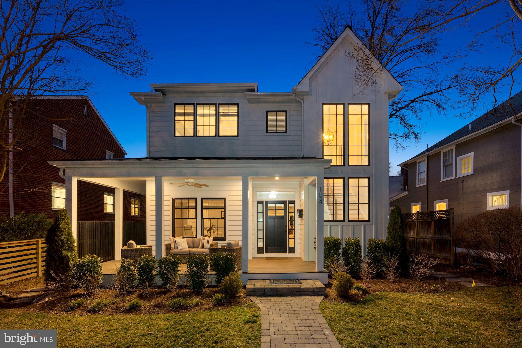 Incredible opportunity to own a showcase home in the heart of Del Ray. This newly constructed Modern Farmhouse was built in 2017 by Blaylock Design & Build, fusing the perfect blend of contemporary and classic with quality finishes and superior space planning.  The 5200 sq ft home boasts an open floor plan, 3 levels of well-defined, zoned spaces to accommodate activities for large or small family living.  The floorplan features quiet spaces for an office, study areas, gym, movie area and recreation Rm and wonderful central gathering spaces for todays lifestyles.  Sited on .23 ac level lot with mature landscaping, oversized detached garage and 2 private off street parking spaces.  The rear grounds offer private outdoor entertaining areas and will accommodate an approved 40 x 20 in-ground pool! INTERIOR FEATURES:  Light tone solid Oak flooring on the MN and UL, designer grade carpet in the LL.   Ceiling heights Main Level: 9 Ft, Upper Level: 8'10, Lower Level: 8 Ft.  Expanded width hallways, 5 panel solid wood doors with Bronze hardware, recessed lighting on dimmers, Anderson windows and doors. MAIN LEVEL: Grand Foyer designed to capture unobstructed views to the garden with an open 2-story staircase with contemporary cable stringers and large windows providing architectural interest and a light filled space. Home Office with French doors that also serves as the 6th BR with large closet and built-in shelving.  A centrally located Full Bath with Quartz vanity tops, and walk-in shower with decorative tile.  Center of the home is total open concept for great entertaining. The Kitchen serves as the heart of the home for large gatherings, adorned with classic high-end styled finishes. A 10 ft island with bar sink for casual dining with ample bar seating, custom soft-close Shaker cabinets with-in & under counter lighting, beautiful white marble countertops, beveled marble subway tile backsplash, and farmhouse sink with Instant hot water.  Appliance package includes Thermador Professional 6 burner gas cooktop, Zephyr vent hood, Jennair French door refrigerator, Jennair Wi-Fi enabled double convection wall ovens and microwave, Bosch dishwasher and a built-in Miele coffee/expresso beverage center. A large walk-in pantry with farmhouse door is located within the kitchen. The Dining Rm flows off the Kitchen, accommodating seating for 12+ guests, adjoining Butlers Bar with built-in cabinetry, white marble counters and a Jennair 80 bottle dual zone wine cooler.  The Living Rm overlooks the garden with floor to ceiling windows and sliding glass door. An eye-catching focal point centers on the fireplace with fire glass insert, black honed marble surround and artful wall sculpture from honed ceramics.  Rear entryway provides a spacious Mud Rm, large closet and powder Rm, a great catch all area with plenty of space for built-in organizational units.  UPPER LEVEL:  A large landing leads to 3 spacious BR'S with ceiling fans and walk-in closets. Hall FB with dual sink vanity, Quartz countertops, and hall linen closet. Primary Suite with garden views, vaulted ceiling, two large walk-in closets, an impressive dressing Rm with custom closet system. The spa inspired bath with beautiful white marble, oversized shower with bench seating, seamless doors, a freestanding Fleurco Aria soaking tub, dual vanity, and separate water closet. Large Laundry Rm with storage cabinets, sink and full-size W/D. LOWER LEVEL: Fully finished with brand new carpet with Walk-Up access to the back yard. Features a Recreation Rm perfect for movie watching, plenty of room for game tables, a large gym, a privately located Guest Rm Legal BR 5 with a LG Full Bath. A 2nd Laundry Rm is Pre-Plumbed with access to the yard. Premier Del Ray location, EZ walk to The Avenue, great dining, shopping, farmers market and various community art and music events. Near Braddock Metro, the new Potomac Yard Metro, mins to Amazon HQ, Old Town Waterfront, 6 miles to DC.