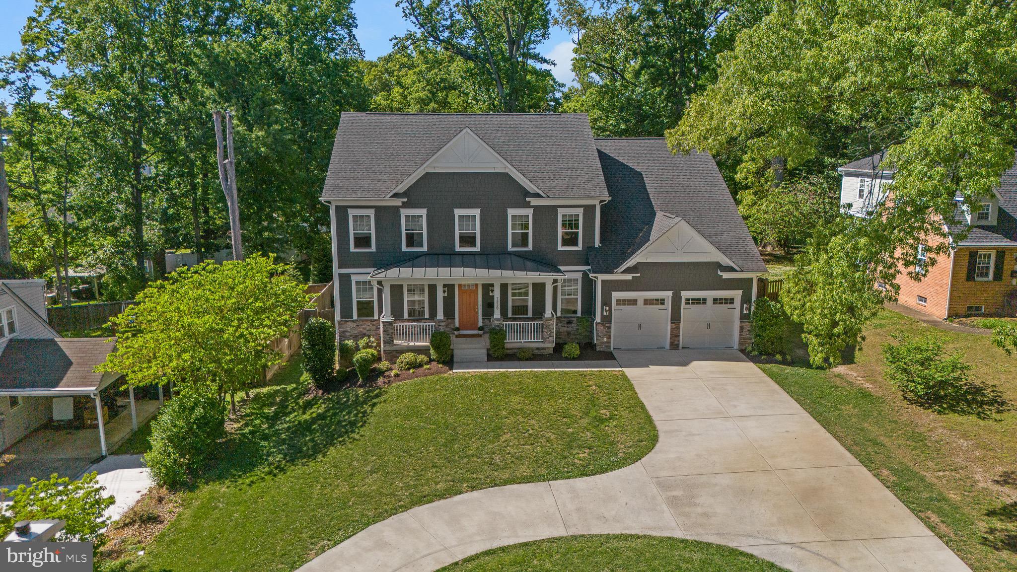 Built in 2019, this beautifully designed contemporary craftsman offers over 6,700 square feet of thoughtfully planned living space with 6 bedrooms, 5.5 bathrooms, and an ideal balance of elegance, comfort, and functionality on a rare half-acre lot in Falls Church. A circular driveway and front-loading two-car garage create effortless daily access and striking curb appeal. Inside, the main level features expansive open living spaces filled with natural light, including a spacious living room anchored by a double-sided fireplace that seamlessly connects the main entertaining areas. At the center of the home is an impressive chef’s kitchen designed for both everyday functionality and elevated entertaining, featuring an expansive layout, oversized island, abundant cabinetry and prep space, a walk-in pantry, and seamless connection to the breakfast nook and main living areas. The kitchen’s scale and thoughtful design create a refined yet highly practical space ideal for gatherings, hosting, and daily living alike. A formal dining room, additional flex room or office space, main-level bedroom suite, walk-in closets, and generous storage throughout complete a highly functional first floor. The upper level is exceptionally well designed, offering four spacious secondary bedrooms, each with access to bathrooms and ample closet space, along with a luxurious primary suite featuring oversized walk-in closets and a spa-inspired bath. The bedroom layout provides privacy, comfort, and flexibility for families, guests, or work-from-home needs. The fully finished walk out lower level offers incredible versatility with a large recreation room, additional bedroom and full bath, substantial utility and storage areas, plus an additional bonus room perfectly suited for a private home cinema, expansive gym, playroom, or creative studio space. Thoughtful storage throughout the lower level provides ample room for seasonal décor, luggage, organization, and long-term storage needs rarely found in newer construction. Outdoor living is equally impressive with a large deck overlooking the expansive backyard - a true standout feature of the property. The half-acre lot provides exceptional usable outdoor space for entertaining, play, gardening, or future outdoor enhancements, all while offering a sense of privacy difficult to find in this location.
Ideally positioned near the Mosaic District, downtown Falls Church City, and an extensive selection of restaurants, shops, parks, and everyday conveniences, the home also offers quick access to major commuter routes including I-495, Route 50, I-66, and Route 29. Convenient proximity to Washington, D.C., Tysons, Arlington, and both Reagan National and Dulles International Airports makes this an exceptional opportunity for both local and regional connectivity. Turnkey, exceptionally maintained, and designed with both scale and livability in mind, 7920 Shreve Rd presents a rare combination of luxury, function, and location. *** Open House Sat & Sun 2pm-4pm***
