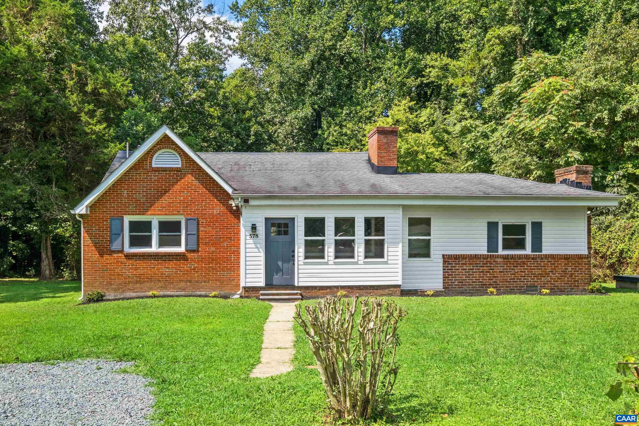 Under $380K in beautiful Keswick. This Albemarle County single family detached ranch style home is located in a quiet setting removed from busy roads but conveniently located within 12 minutes of Charlottesville and 9 min to Route 64.  Over 1,800 sq. ft. of finished living space on nearly 2.5 Acres with plenty of room for storage or workshop in the basement. This 3 Bedroom 2 bath home is recently painted with updated light fixtures throughout most of the house. Enjoy an abundance of space for entertaining family/friend gatherings in the newly updated kitchen with recessed lighting and a beautiful butcher block island. A large bonus room (potential 4th bedroom) with an electric fireplace and could be used as a bedroom, family room or office. The property provides an abundance of room for a garden, additions, and space to enjoy nature.     FIBER OPTIC internet available through Brightspeed.,Formica Counter,Oak Cabinets,Painted Cabinets,White Cabinets,Wood Counter,Fireplace in Living Room,Fireplace in Master Bedroom