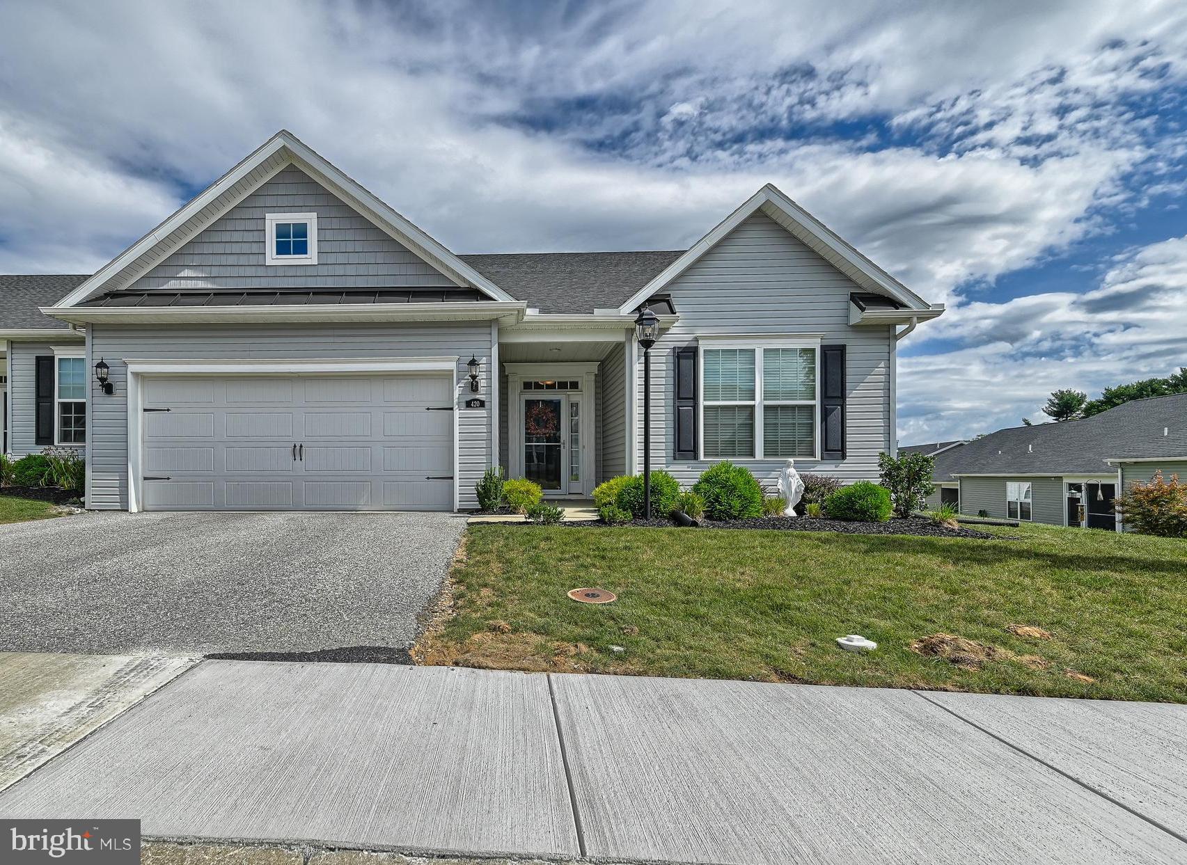Nestled in Cherry Tree's 55+ community is this beautiful, well maintained 3 bedroom, 2 full bath END UNIT villa that was made for one floor living at its finest with a two-car garage that has a nice epoxy floor.
This home is one of only two in the community with the largest square footage, so you will have plenty of space to enjoy peaceful living here!

You will love the open floor plan with kitchen/dining room combo with a center island that opens up to the living room.  The kitchen also has granite counter tops, and stainless steel appliances!  The primary bedroom is very spacious with TWO walk-in closets, along with the ensuite bathroom which boasts of a tile stall shower and soaking tub.
Enjoy ease of living where your lawn maintenance and snow removal are completely taken care of.

This villa is only minutes away from the popular Codorus State Park where you can enjoy hiking, boating, swimming, camping and all the outdoor fun you can imagine yet also close to shopping and dining.   What a great location!!  Schedule your appointment today!!  ALL OFFERS DUE BY 12PM 9/12/23!!!