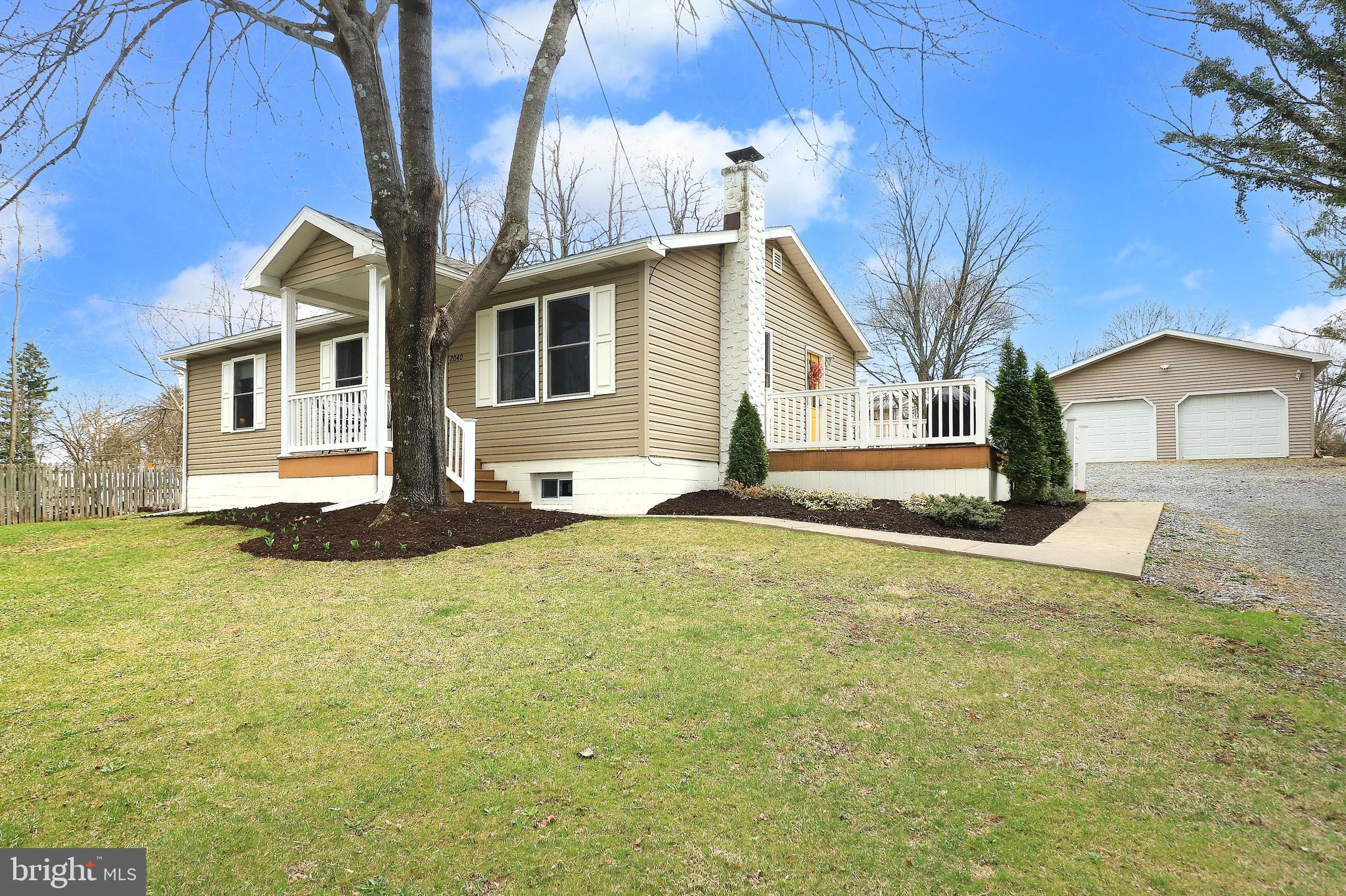 Charmingly designed & updated, you'll love this sweet cottage style ranch in Stormstown! Nestled on a third of an acre in SCASD, this darling 3 bed, 1 bath home features a cute front porch, beautiful French Oak LVP flooring, serene paint palette, central AC, and just enough space for your loved ones! Spend gentle afternoons in the sun soaked living room perfect for cozying up with your favorite book or having friends over for a game night. Enjoy the nicely updated kitchen with new countertops, light cabinets, LVP flooring, SS appliances, a farmhouse sink, tile backsplash, pot racks, and a side door. Share delicious meals in the eat-in dining area or invite neighbors over for a summertime BBQ on the side composite deck! You'll appreciate having three nice main level bedrooms and full bath with tub/shower, artistic painted floors, and linen storage. The unfinished lower level is great for storage and also features an unfinished but tiled floor play area great for rambunctious rainy days. You'll love the big flat backyard with privacy fence and tree line as well as the detached 2 car garage perfect for hobbyists and additional storage. A quick picturesque drive to the north end of town or campus allows you to enjoy the peace and beauty of the countryside without losing the convenience of a quick commute. With Way's Fruit Farm just down the road and the community park across the street, there's lots to enjoy right in your neighborhood too! This wonderfully maintained and updated home is move-in ready. Welcome home!