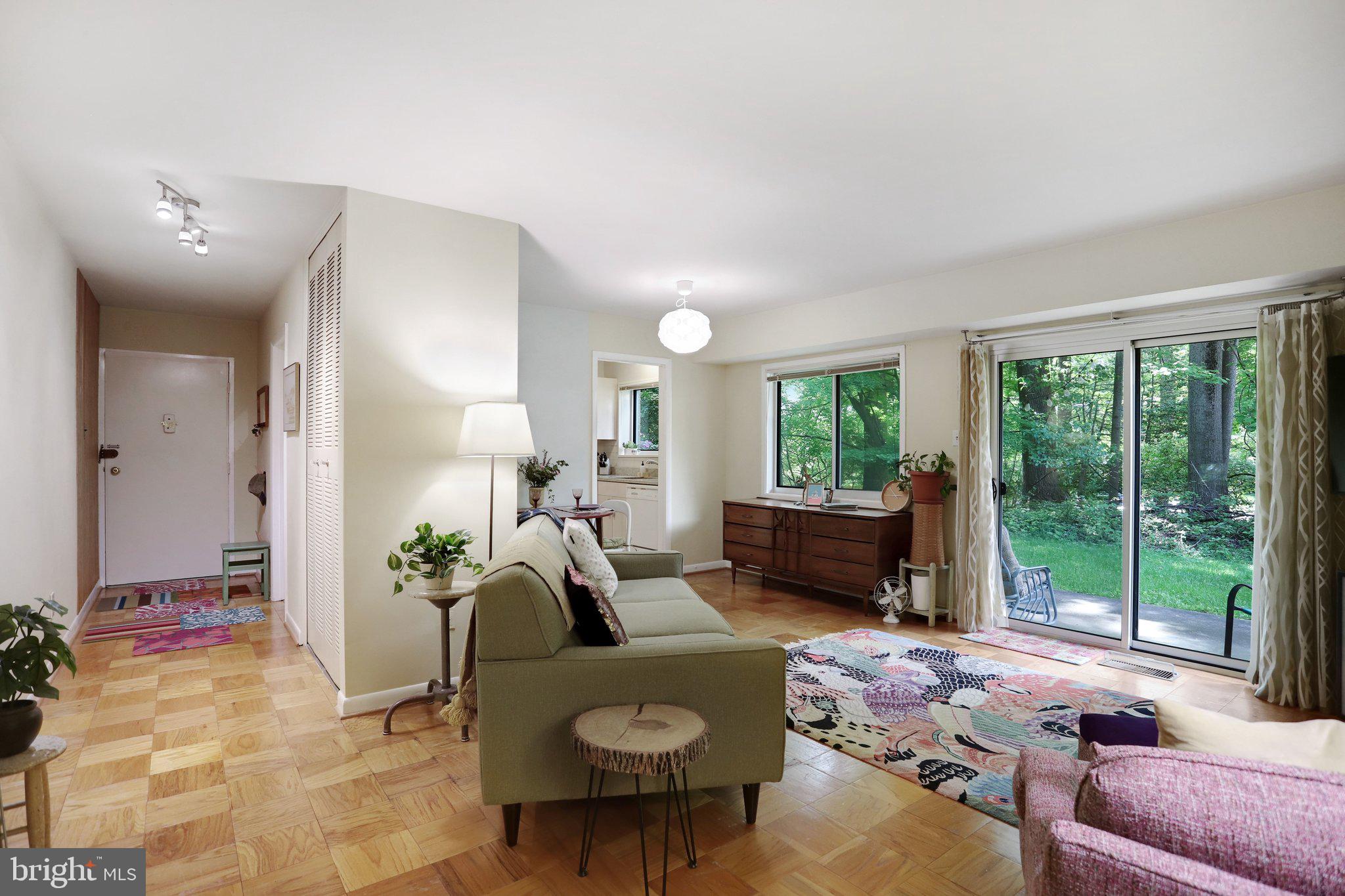 Welcome to this beautifully updated and large 2BR/1BA condo with 1,142sf of space in the hidden gem Parkside community of Bethesda. All utilities included in monthly condo fees. Upgrades include NEW windows, fully renovated bathroom, upgraded kitchen with granite counters. Tons of closet space including a big walk-in, plus additional separate storage area. Newer HVAC system with digital thermostat. Ride On bus just steps away and walkable to Grosvenor Metro.  Minutes from NIH, Rock Creek Park, tons of shopping and dining! Community amenities include 3 pools, 2 tennis & pickle ball courts, 2 clubhouse rooms, and ample parking.  Many designer interior finishes.  Move in ready and thoughtfully improved, this condo blends style, comfort, and location in one exceptional package.