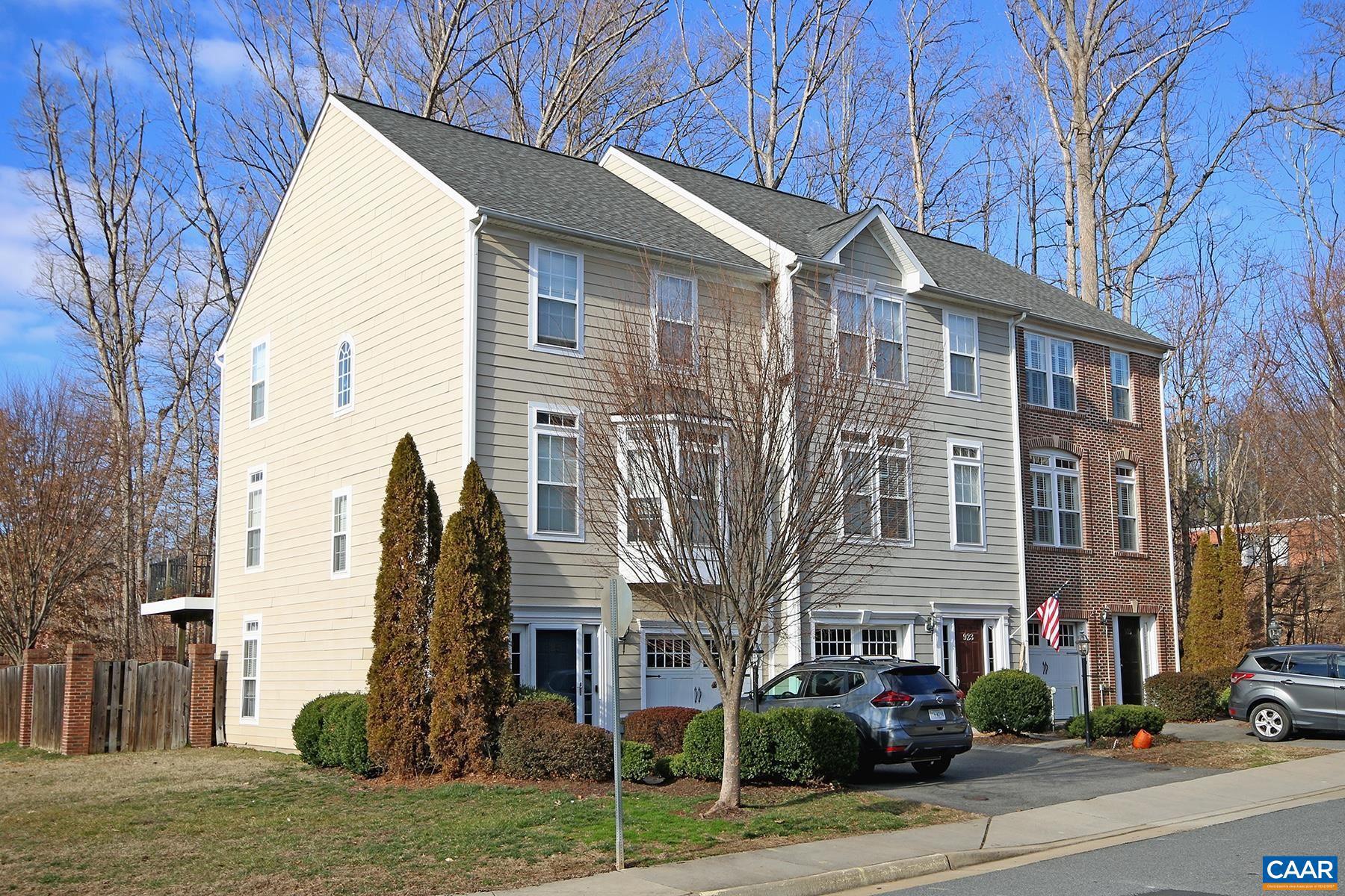Available April 19th *Interior photos are similar to the available unit. This 3-bed, 2.5-bath Cherry Hill townhome offers proximity to UVA and downtown. Close to UVA Medical Center, Amtrak, 5th Street Station, and I-64. Within walking distance to Johnson Elementary.  The 2,332 sqft home features a light-filled interior, 3 finished levels, fresh paint, new LVP flooring on the main level, and upcoming carpet installation in bedrooms (scheduled for April '24). Includes a rear deck, fenced yard, and attached 1-car garage. Main level has open living/dining, eat-in kitchen with solid surface counters, cherry cabinets, and black appliances, plus a sunroom opening to the deck. Top floor has a master with vaulted ceiling, walk-in closet, and private full bath. Two additional bedrooms share a hall bath.  The walk-out ground level has a family room, half bath, and a bonus room with French doors suitable for a guest bedroom or home office. Front-load washer/dryer included. Parking in driveway and attached garage, with additional street parking on a daily first-come basis.  Resident responsible for lawn care in the fenced area. Occupancy limited to 3 unrelated individuals, no undergrads.   No pre-recorded video tour available at this time.