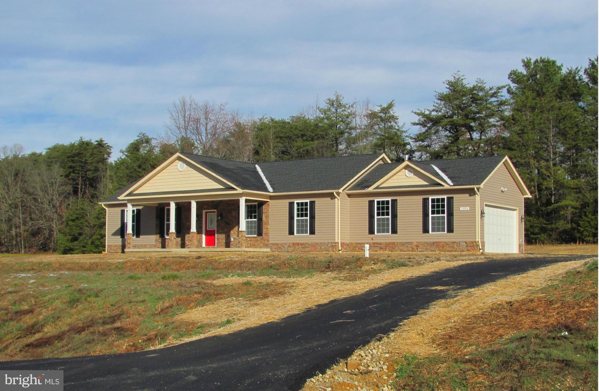 QUALIFIES FOR 100% FINANCING and READY TO MOVE INTO!  THIS HOME FEATURES LOTS OF UPGRADES THROUGH OUT....INCLUDING A STONE FRONT, HARDWOOD IN KITCHEN & DINING AREA, GRANITE COUNTER TOPS, SS APPLIANCES,& A MAINTENANCE FREE DECK!  SITUATED ON OVER 3 ACRES OF PRIVACY.....DON'T MISS OUT ON THIS ONE! ....OR BRING YOUR OWN PLANS AND CHOOSE FROM SEVERAL AVAILABLE LOTS!