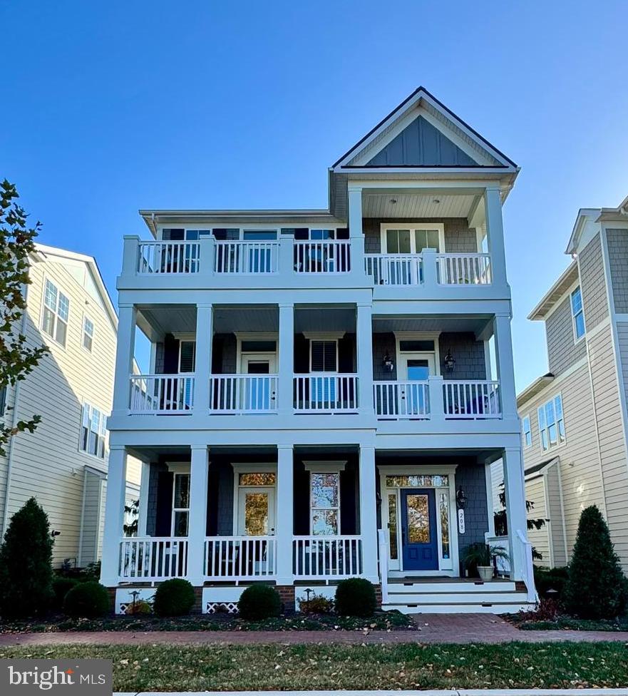 Stunning contemporary coastal home in sought-after Gibsons Grant with views of the Chester River.   Kingston model which includes an office, expanded kitchen and large  third floor living space. This home offers  an open floor plan on the main level perfect for entertaining. Plus it has all the extras- ten foot ceilings, crown moldings, wainscoting, beautiful hardwood floors, porches on every level with water views  and high-end selections throughout. Bedroom on the main level, a hearth stone facade fireplace, a Chef’s kitchen with GE Cafe Collection stainless steel appliances, Cambria quartz counters and white Shaker cabinetry are just some of the other upgrades. The property is close to the community pier, pool, gym and club house. Enjoy what living on the Eastern Shore is all about.  Welcome Home!