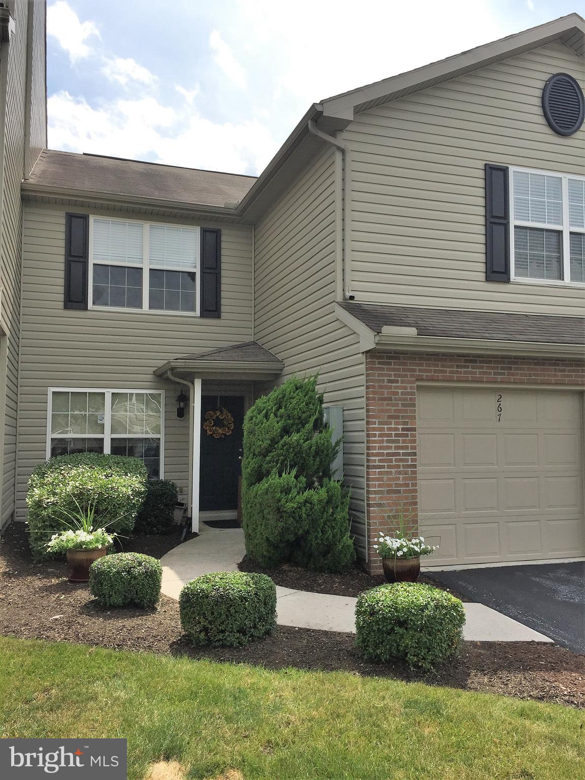 Move-in ready townhouse in The Pinnacle at Hershey Meadows in Lower Dauphin School District offers maintenance-free, one-story living at its best!  Large, open floor plan includes a gas fireplace, ceiling fan, crown molding and sliding glass doors to private balcony.  Upgraded eat-in kitchen includes granite counters and subway tile backsplash.  All three bedrooms feature ceiling fans and walk-in closets.  Conveniently located to everywhere you work and play including Hershey Medical Center, Hersheypark, and the Giant Center.  Easy walk to grocery store, restaurants and shops.  Live in the only community in the Hershey/Hummelstown area to include the following HOA amenities: a club house, fitness center, tennis and basketball courts, playground, in-ground swimming pool and paved walking trail.