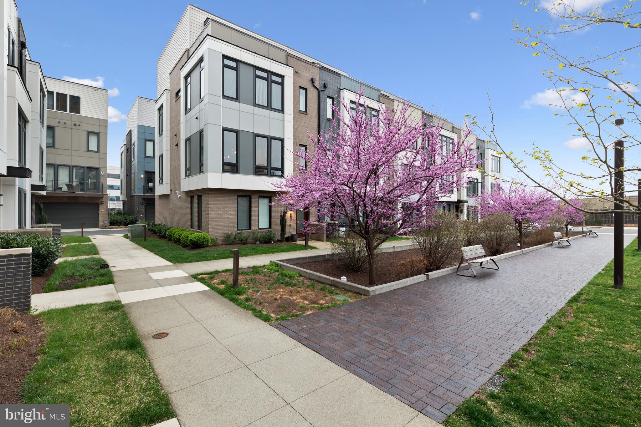 Please check 3D video! Welcome to this sun-filled, end-unit Harper model townhome in the highly sought-after Eisenhower Square community, designed for ultimate comfort and convenience. Boasting 4 bedrooms, 4.5 bathrooms, and a two-car garage, this home offers unparalleled space and style.
Located within a peaceful courtyard with lush open green space, this home is an ideal retreat for relaxation, family gatherings, or a safe, fun area for kids to play. Upon entering through a glass door on the ground level, you are greeted by a versatile space that can easily be adapted to suit your needs. This level includes a bedroom with a full bath, perfect for a guest suite, home office, or a private retreat. Additionally, the home is equipped with a dual-zone HVAC system, ensuring optimal comfort throughout every level.
The main level is a true showcase of an open floor plan, featuring beautiful wood floors, soaring 10-ft ceilings and an elegant staircase with stylish railings. The expansive layout provides plenty of room for everyone to spread out and find their own cozy corner. The chef's kitchen is a dream, featuring sleek white and grey cabinetry, quartz countertops, a custom  backsplash, and top-of-the-line GE appliances, including a 5-burner cooktop with hood and a wall oven/microwave. With a spacious pantry and a large island with seating for three, meal prep and hosting are made easy. Just off the kitchen, step outside onto the balcony with composite decking—an ideal spot for grilling or simply enjoying the outdoors. The kitchen flows seamlessly into the dining area and family room, which is highlighted by a gas fireplace, floor-to-ceiling windows, and recessed lighting. A powder room on this level adds an extra layer of convenience for family and guests.
On the third level, you’ll find two spacious bedrooms and two full bathrooms. The primary bedroom is bathed in natural light from a wall of windows and features a large walk-in closet. The en-suite bathroom boasts double vanities with quartz countertops, floor-to-ceiling tile, a seamless glass shower enclosure and a walk in shower, making it the perfect place to unwind after a busy day. A convenient stand-alone washer and dryer with cabinetry above,  is also located in the hallway. The second bedroom is also filled with light and includes an en-suite full bath, offering comfort and privacy.
The top level of this home is truly a hidden gem. It features a fourth bedroom with its own private bath, making it perfect for guests or as a quiet sanctuary. This level also includes an open loft area that’s ideal for both entertaining and relaxation, complete with recessed lighting and glass sliding doors that lead to a rooftop terrace. The terrace overlooks the serene courtyard, providing a great space to enjoy the outdoors, entertain, or simply relax.
Eisenhower Square is a boutique community  of 67 units, offering easy access to Reagan National Airport, National Harbor, Crystal City, the new Amazon HQ, the Pentagon, and downtown Washington, D.C. Don’t miss out on the opportunity to explore this stunning move-in-ready townhome! Schedule your tour today and experience all that this home has to offer. NO PETS!