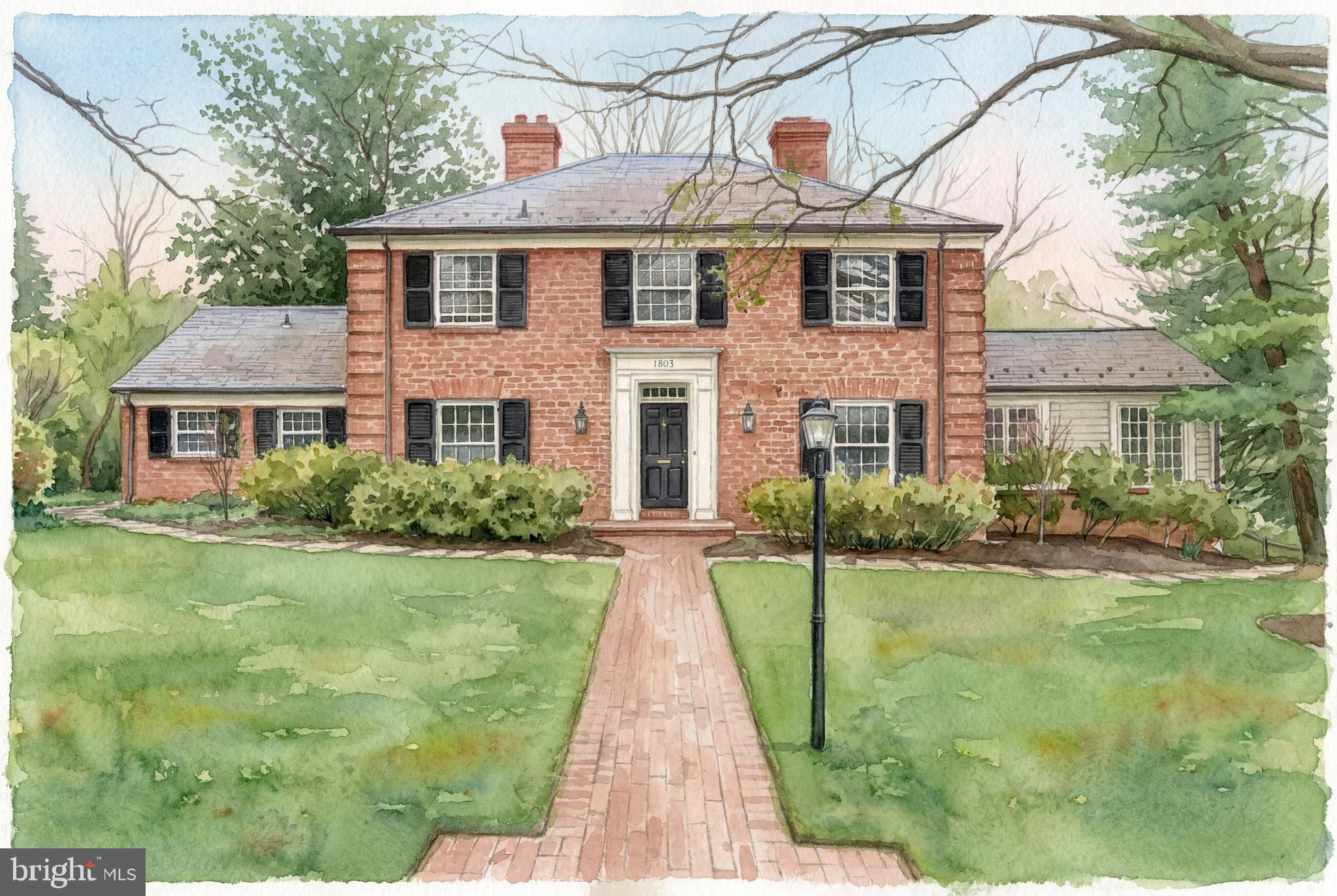 Tucked away on one of Alexandria’s most sought-after streets, this exceptional 4-bedroom, 3-bath classic brick Colonial offers rare privacy on a quiet lane with only three homes. Set on over half an acre, the property combines timeless charm with thoughtful spaces designed for both elegant entertaining and everyday living.

A spacious front yard and gravel driveway accommodate up to five cars, while a brick walkway leads to the welcoming front entry. Inside, the foyer offers a stunning sightline straight through to the backyard, setting the tone for the home’s open and inviting feel.

Just off the foyer, a cozy den with built-ins and a wood-burning fireplace provide the perfect space for a home office or library. The expansive living room features a wall of windows overlooking the private backyard, along with built-ins and a second wood-burning fireplace. It seamlessly connects to both the formal dining room and a spectacular family room with vaulted ceilings, three walls of windows, and French doors opening to a covered flagstone porch.

The chef’s kitchen is beautifully appointed with white cabinetry, honed black granite countertops, stainless steel appliances, a gas range, and a large island with a secondary sink. A convenient laundry/utility room off the kitchen offers additional storage and functions perfectly as a mudroom with access to the side yard.

The main level also includes a bedroom and full bath—ideal for guests or flexible living arrangements.

Upstairs, a gracious winding staircase leads to the spacious primary suite featuring a walk-in closet and a luxurious en-suite bath with double vanities, a soaking tub, and a glass-enclosed walk-in shower. Two additional generously sized bedrooms share an updated hall bath.

The partially finished lower level provides additional living space and direct access to the backyard.

Outdoors, the property truly shines. Mature trees and lush landscaping create a serene setting, while multiple outdoor living areas make it an entertainer’s dream. Enjoy gatherings on the expansive brick patio, shaded by a stunning 12-foot magnolia tree, or relax on the covered porch just off the family room.

A rare opportunity to own a private retreat in an unbeatable Alexandria location.